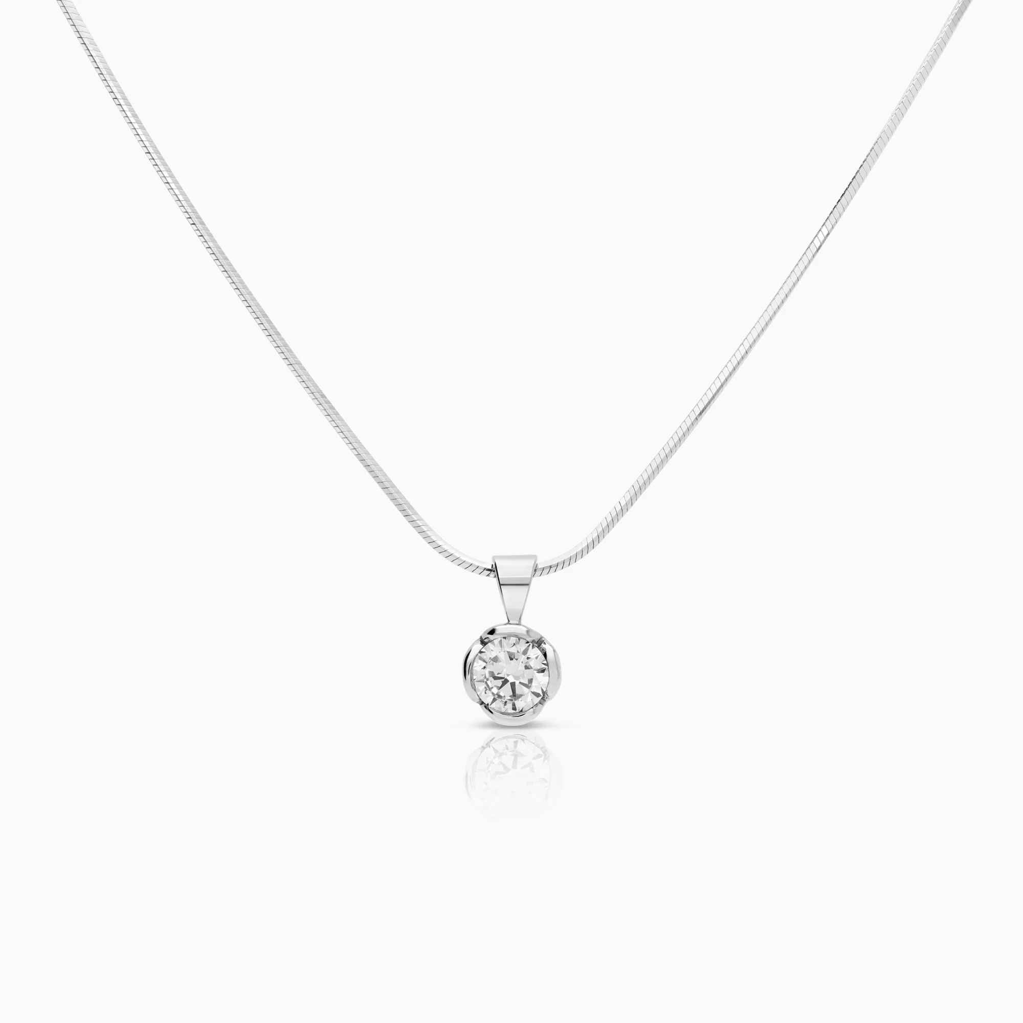 Solitaire necklace with cubic zirconia 6.27g 18K white gold