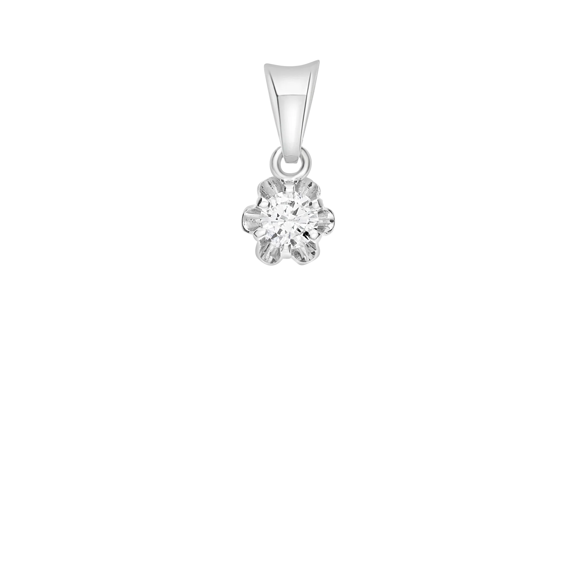 Solitaire pendant 0.12ct 18K white gold - Image 2