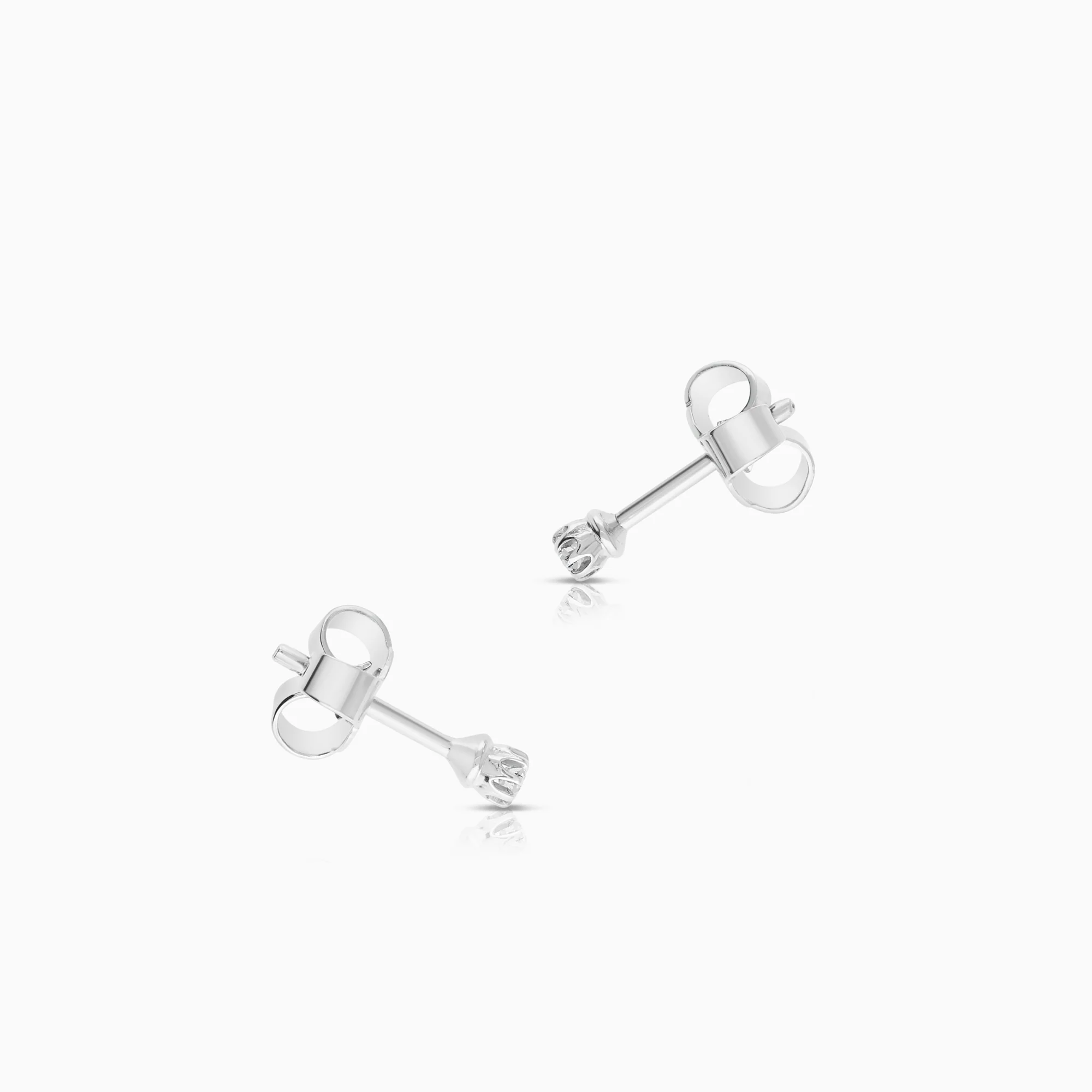 Solitaire earrings 0.06ct 18K white gold - Image 2