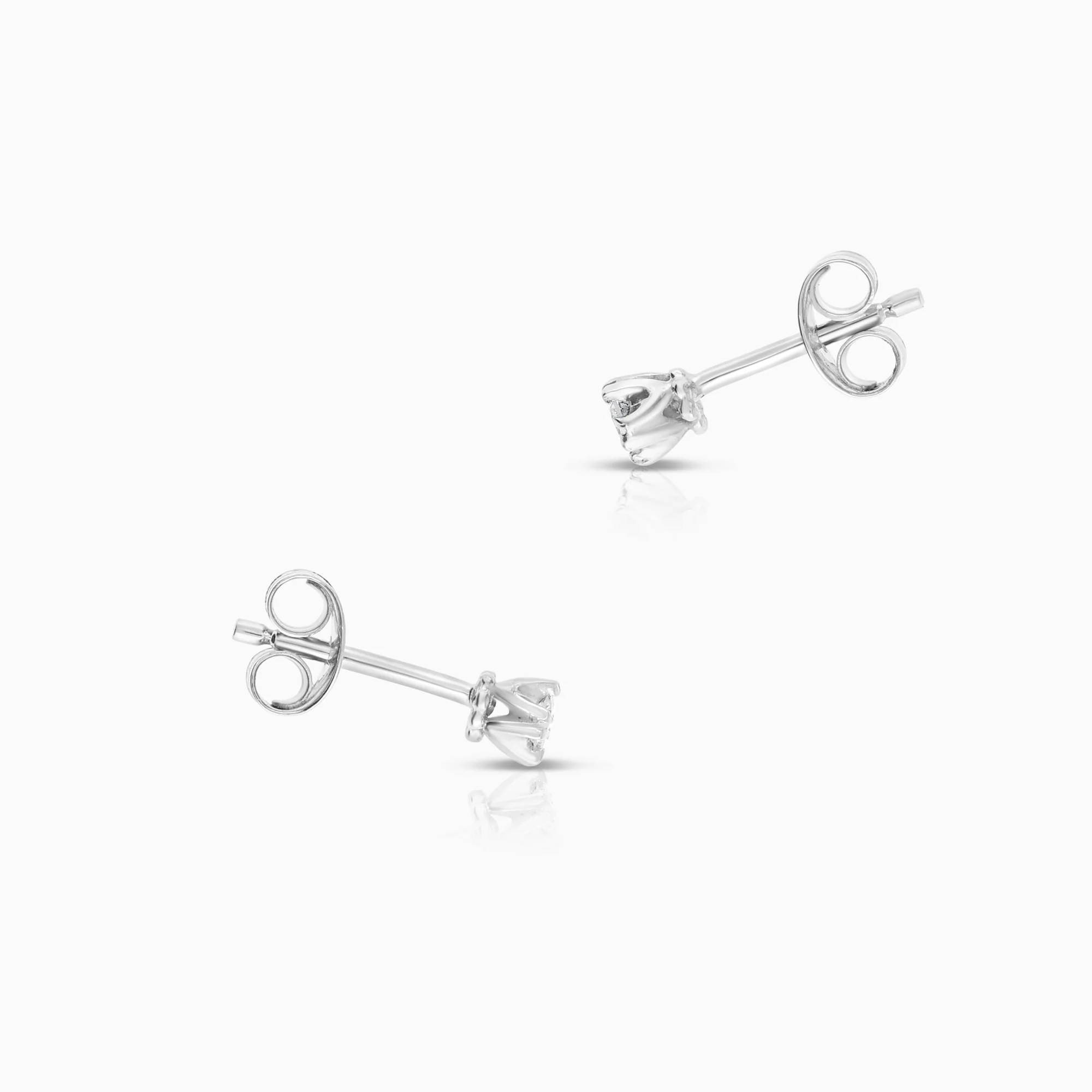 Solitaire earrings 0.06ct 18K white gold - Image 2