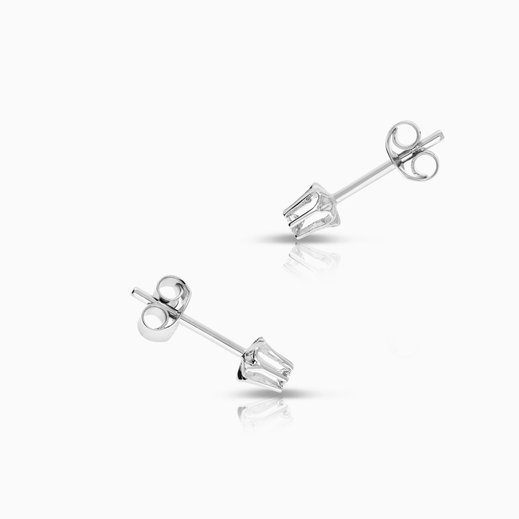 Solitaire earrings 0.06ct 18K white gold - Image 2