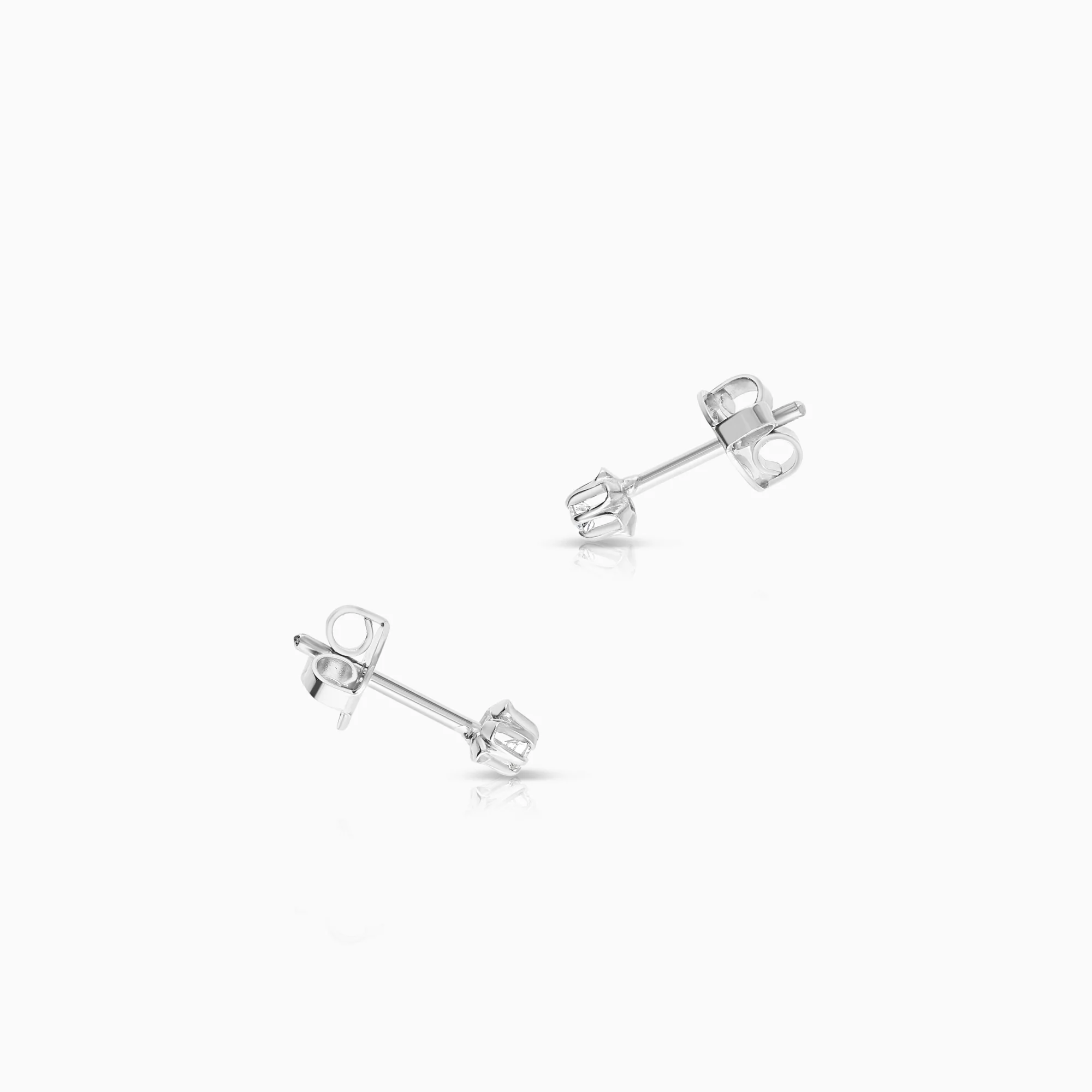 Solitaire earring 0.06ct 18K white gold - Image 2