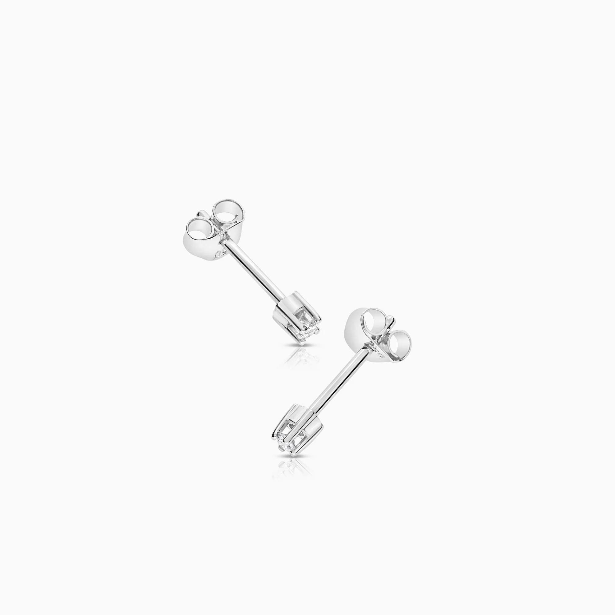 Solitaire earring 0.07ct 18K white gold - Image 2