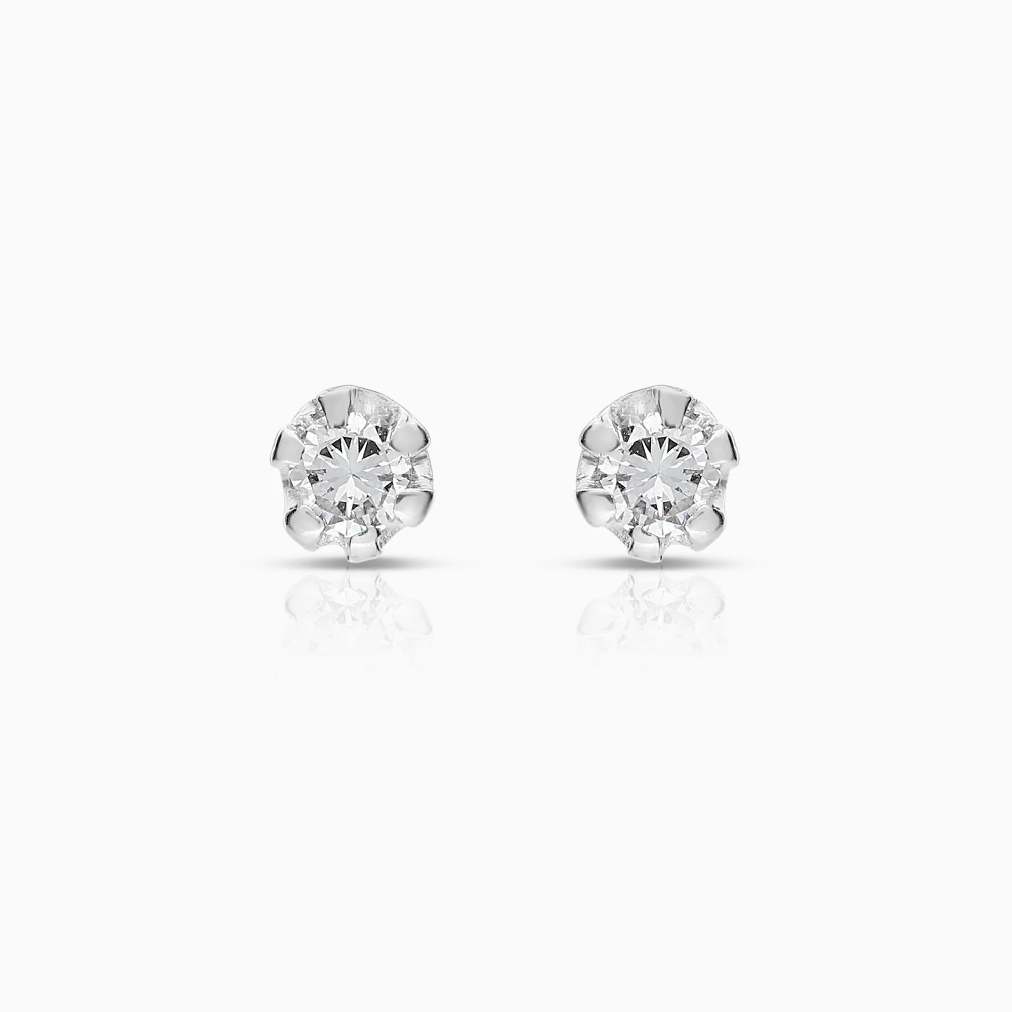 Solitaire earring 0.08ct 18K white gold