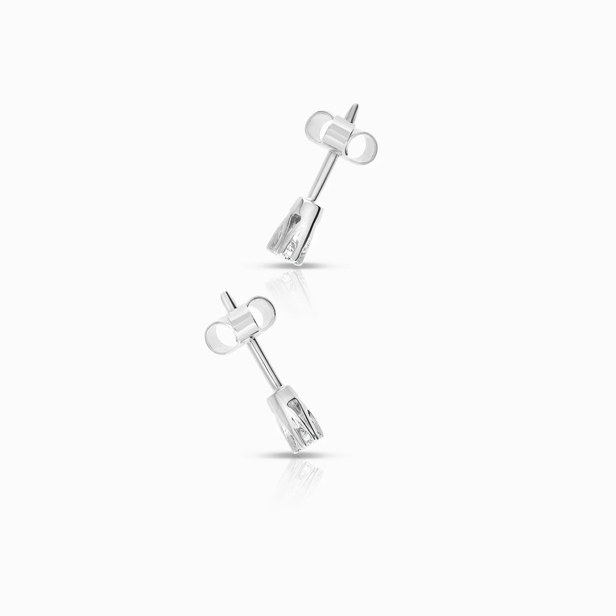 Solitaire earring 0.08ct 18K white gold - Image 2