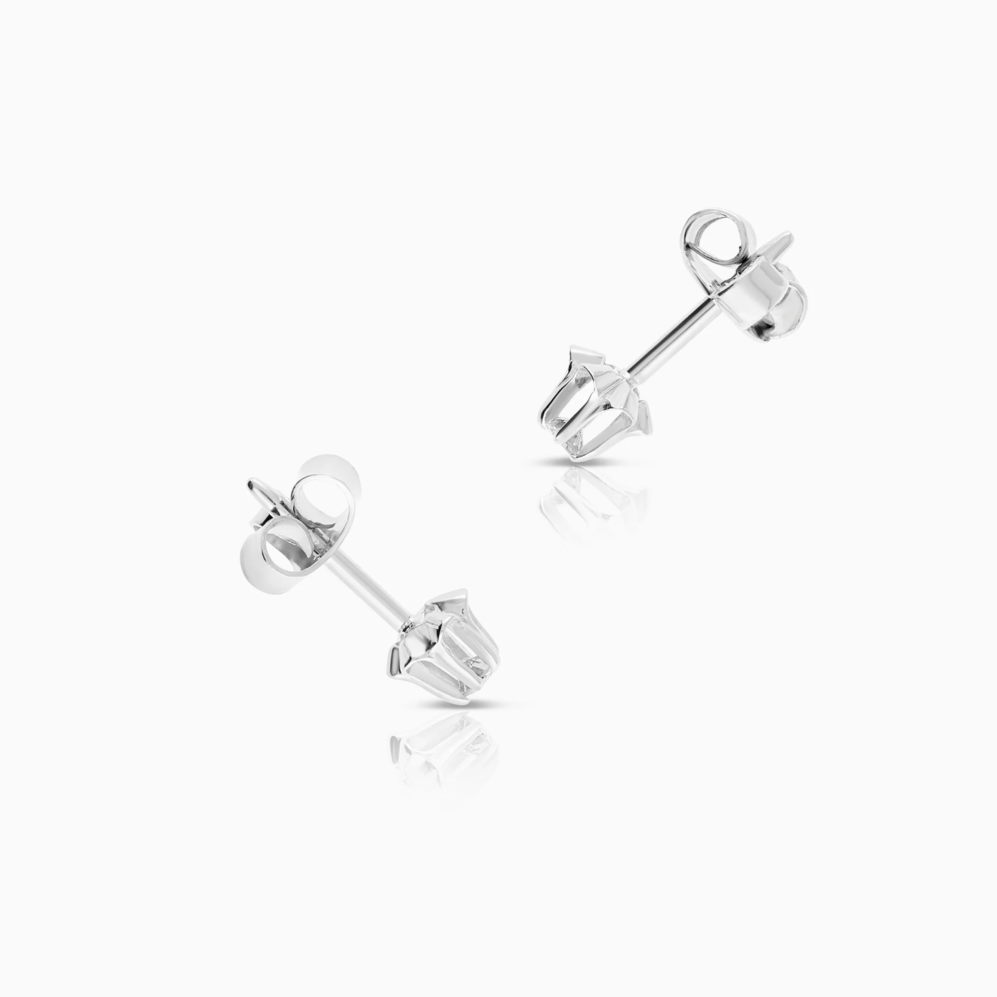 Solitaire earrings 0.08ct 18K white gold - Image 2