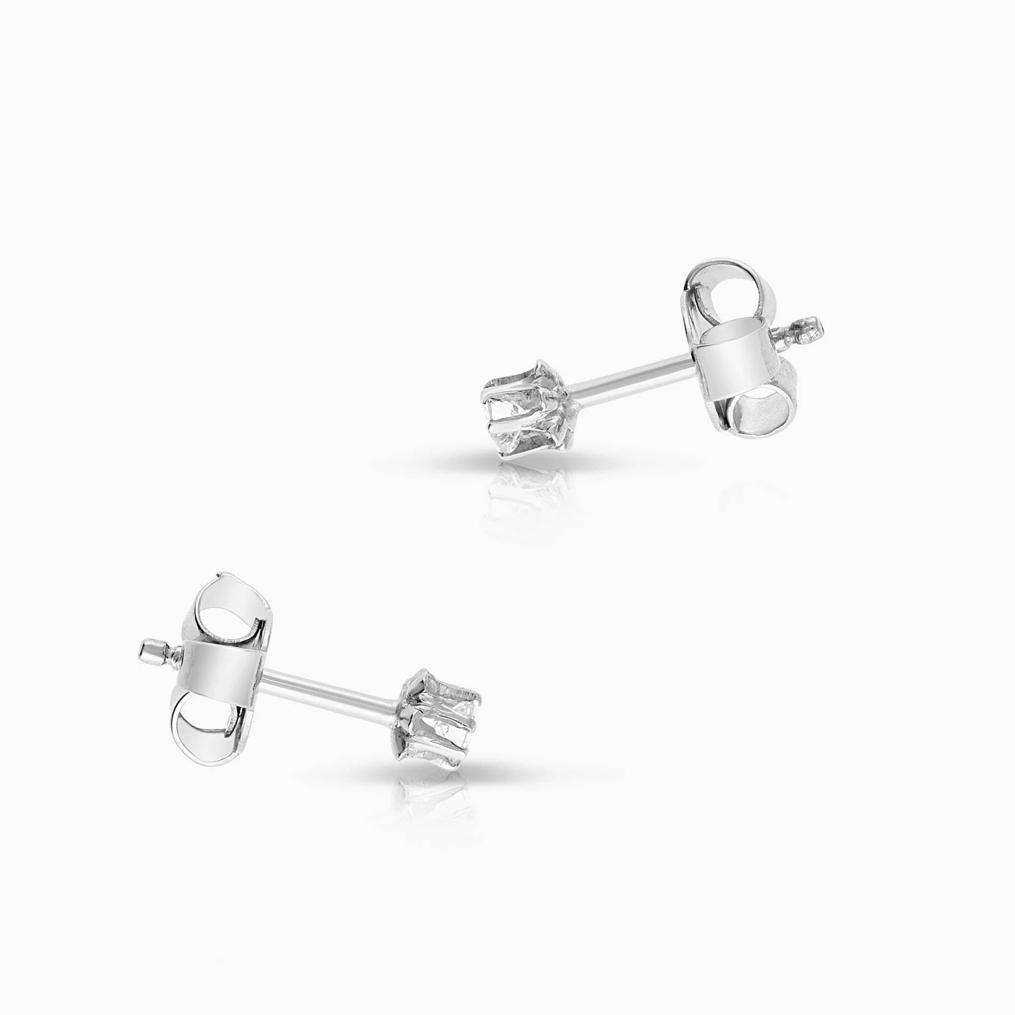 Solitaire earring 0.08ct 18K white gold - Image 2
