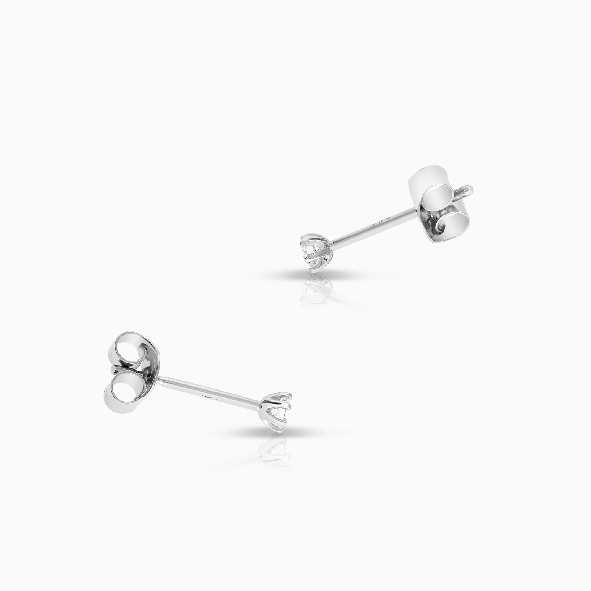 Solitaire earring 0.08ct 18K white gold - Image 2