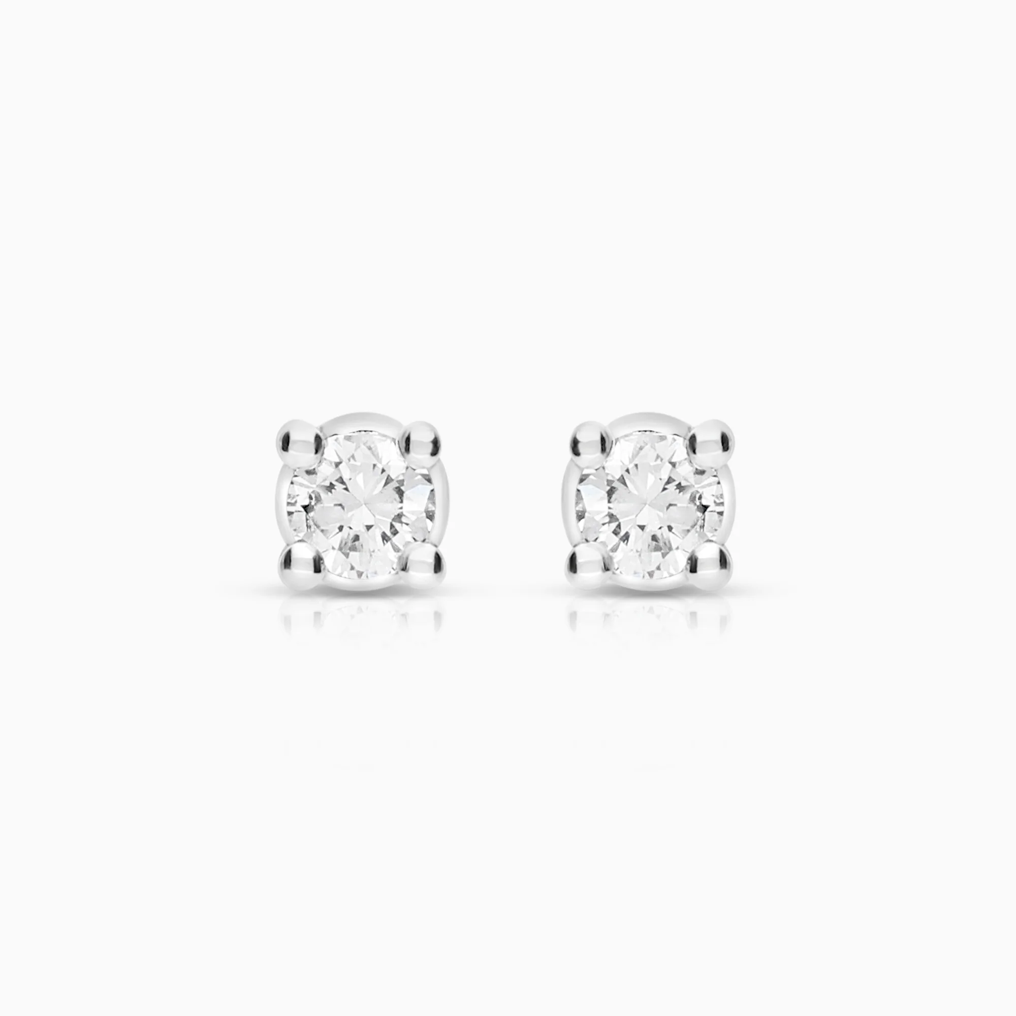 Solitaire earrings 0.10ct 14K white gold