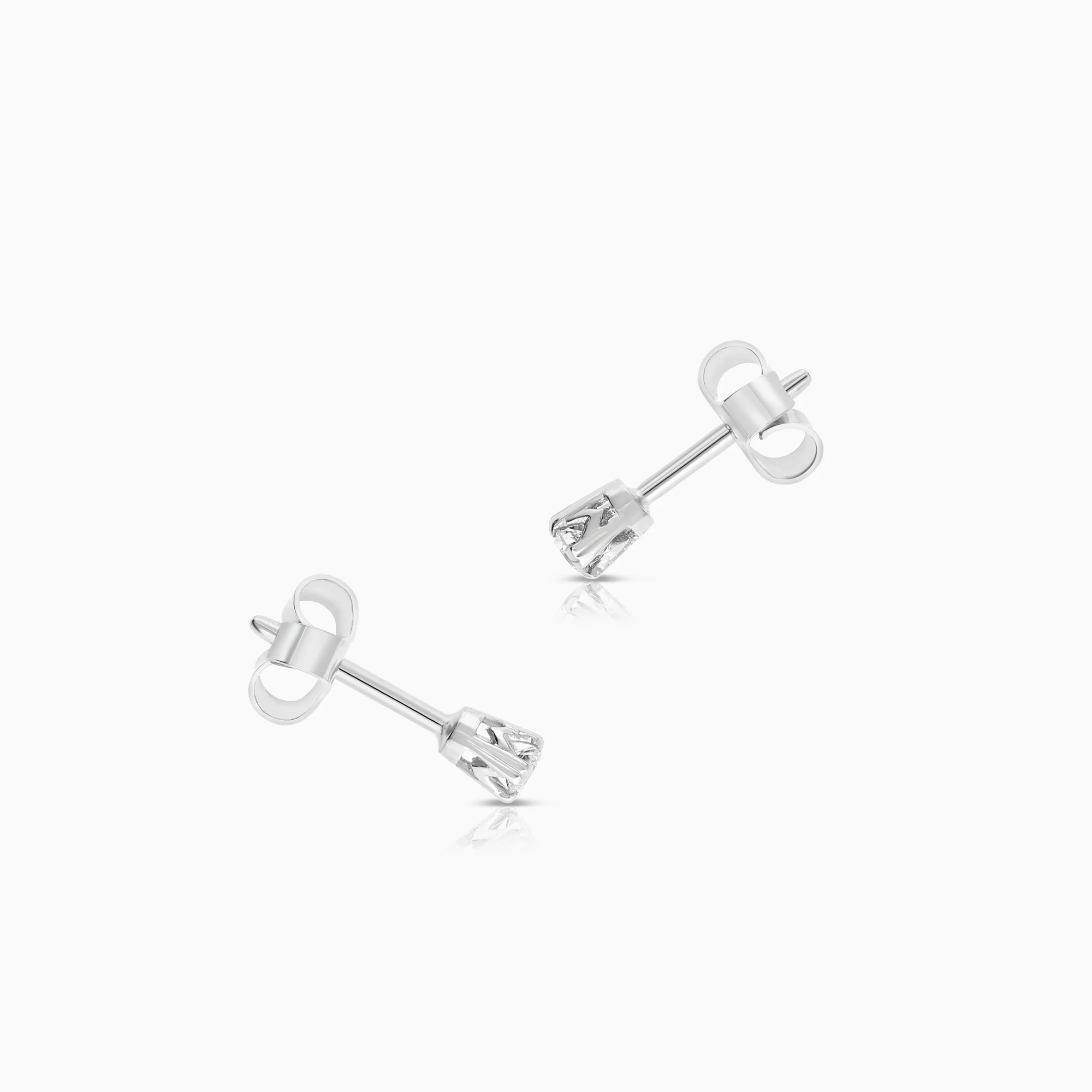 Solitaire earrings 0.10ct 18K white gold - Image 2