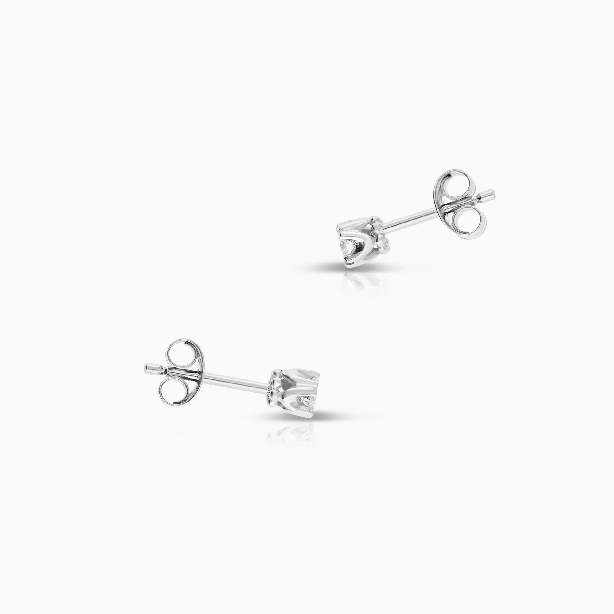 Solitaire earrings 0.10ct 18K white gold - Image 2