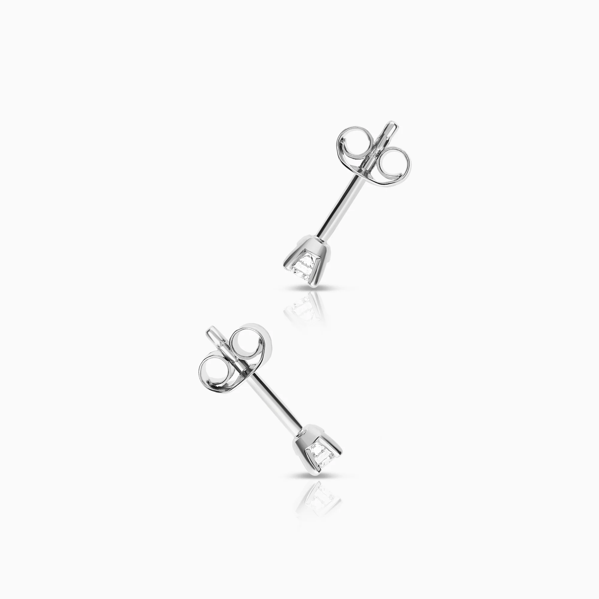 Solitaire earrings 0.12ct 18K white gold - Image 2