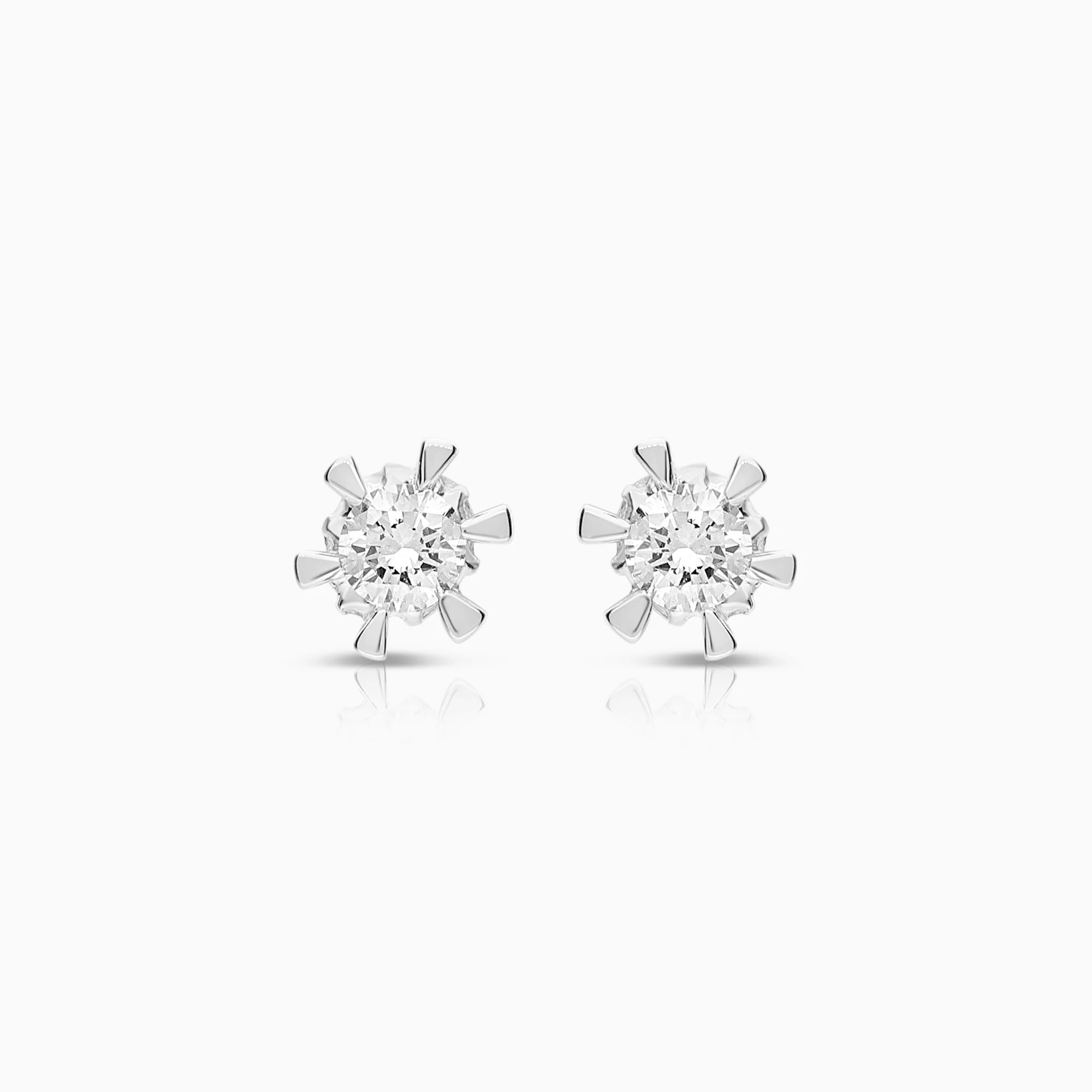 Solitaire Earrings 0.14ct 18K White Gold