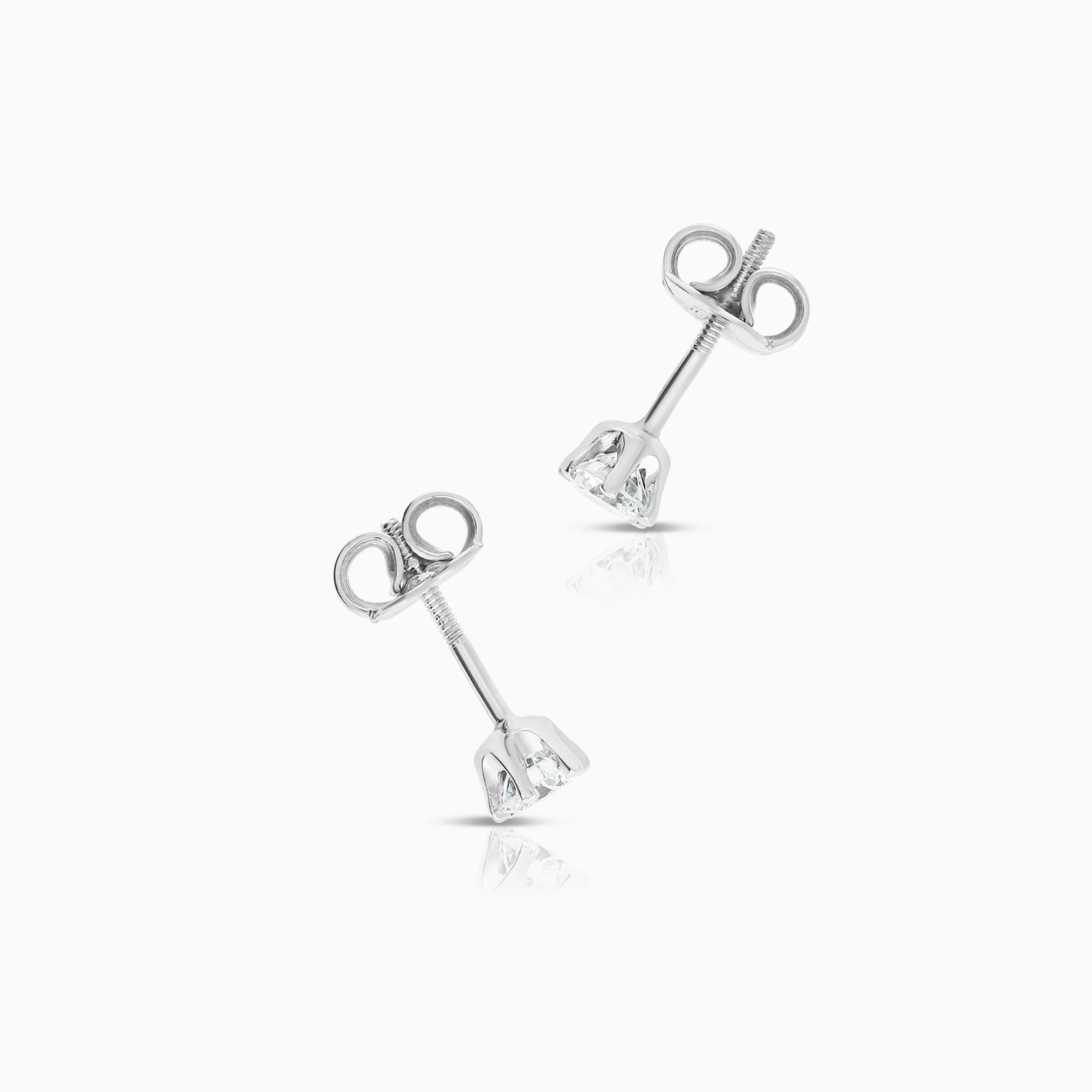 Solitaire earrings 0.46ct 14K white gold - Image 2