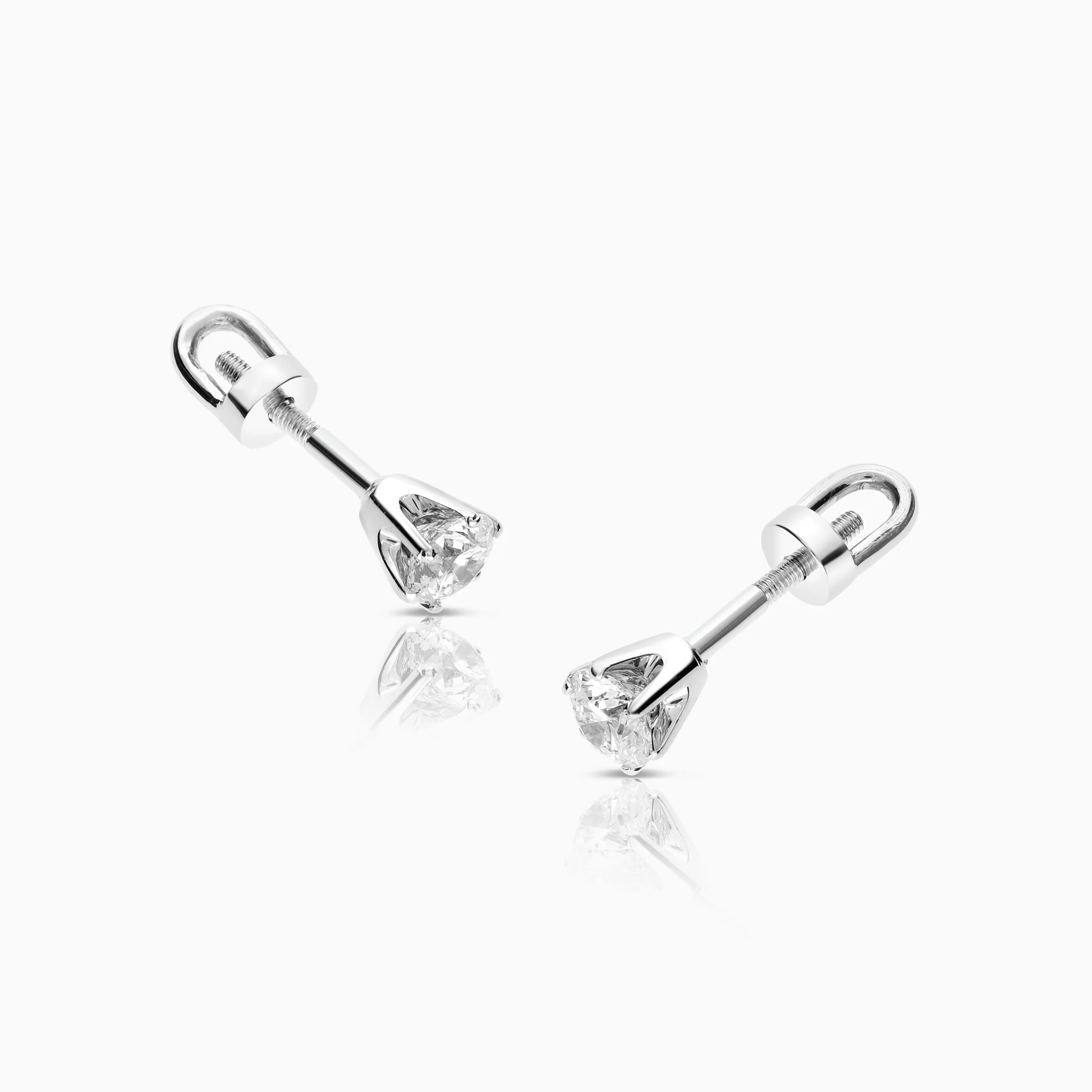 Solitaire earring 0.70ct 14K white gold - Image 2