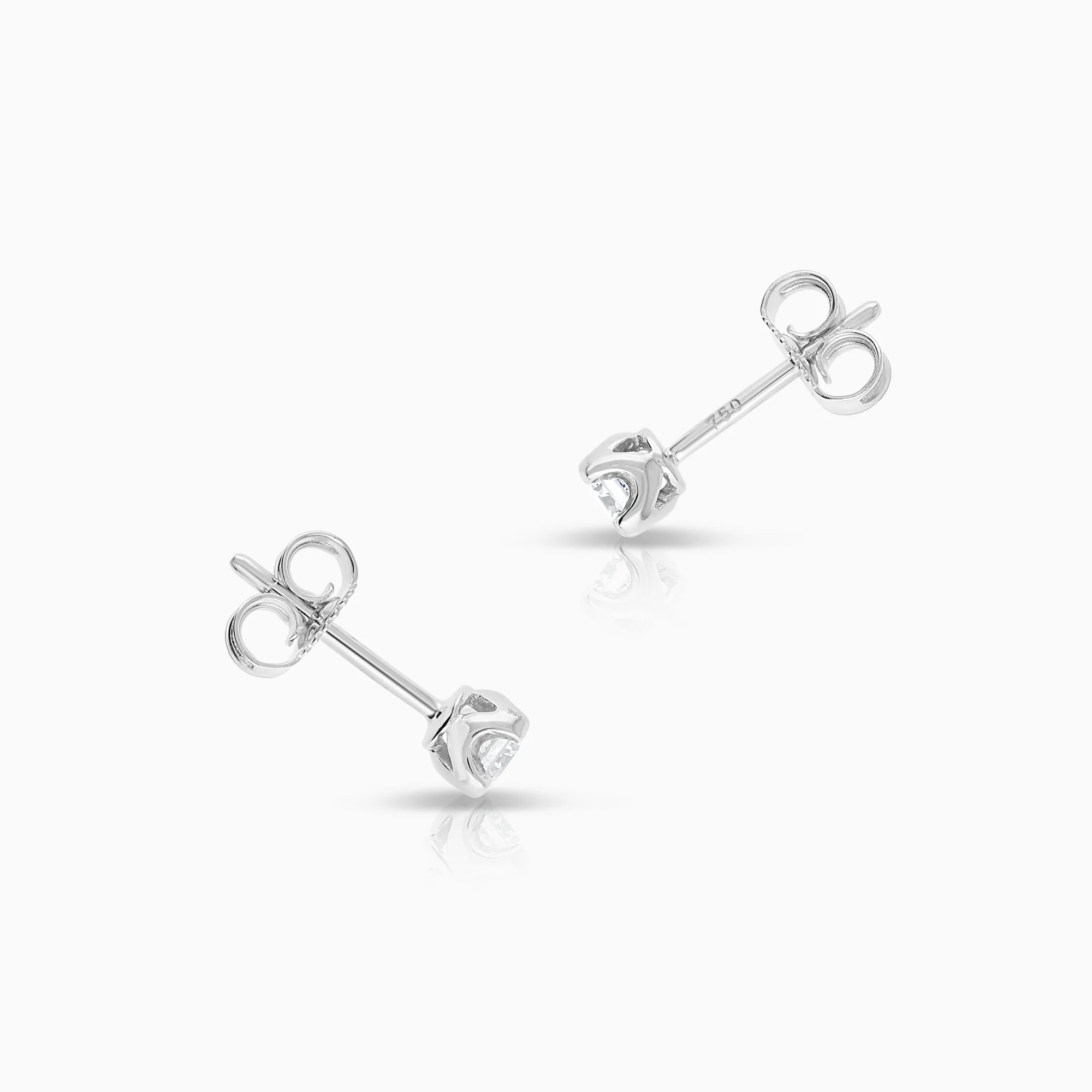 Solitaire earrings 0.20ct 18K white gold - Image 2