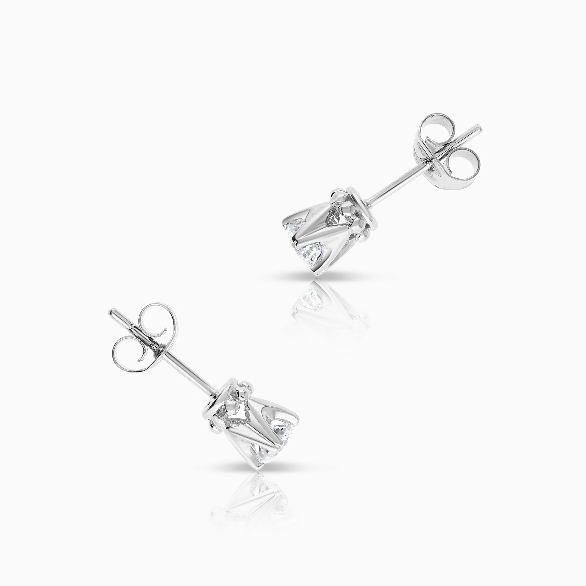 Solitaire earrings 0.50ct 18K white gold - Image 2