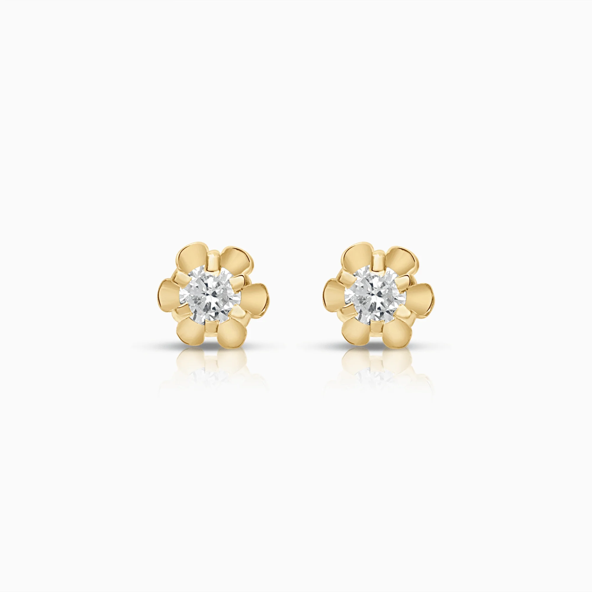 Solitaire earrings 0.04ct 18K gold