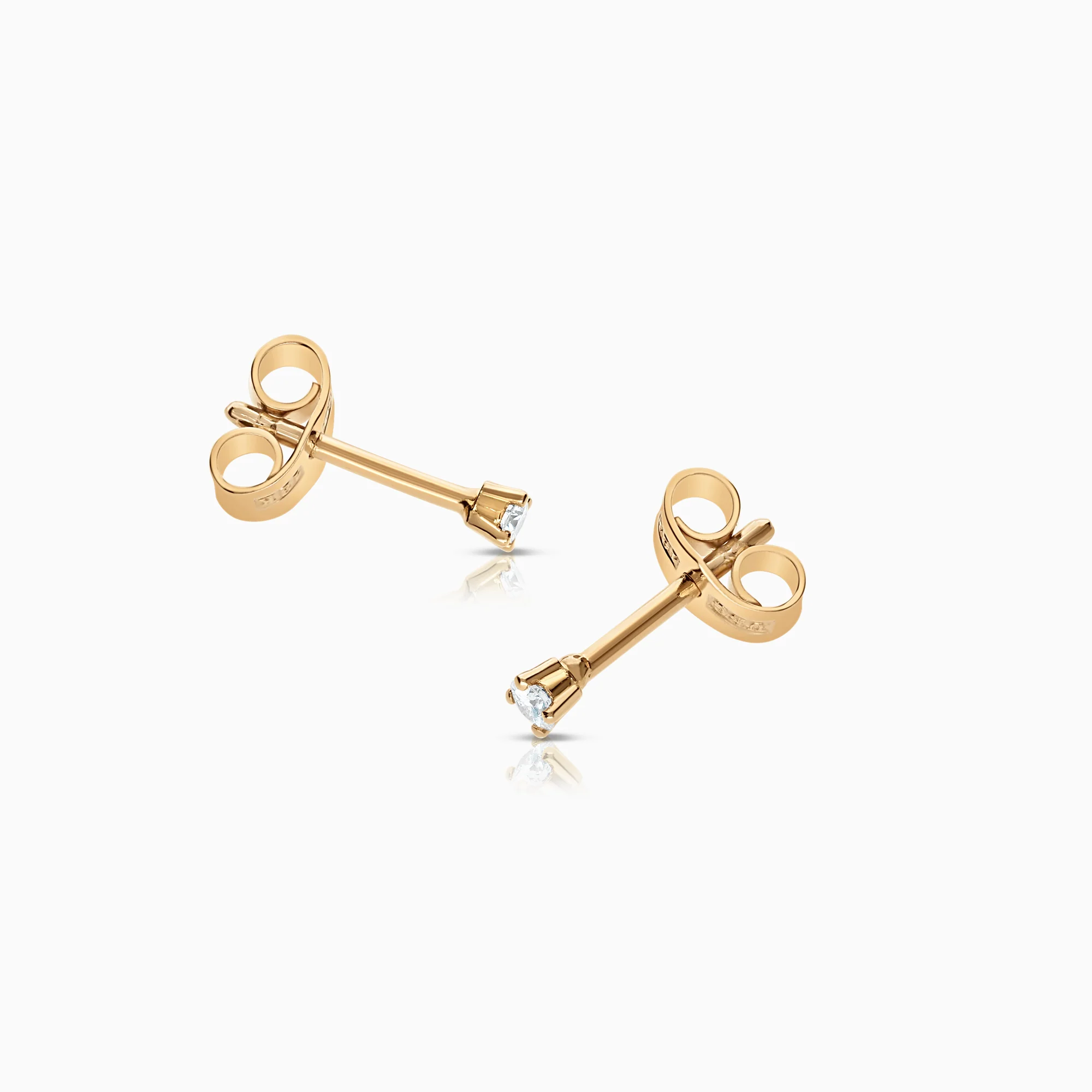 Solitaire earrings 0.08ct 18K gold - Image 2