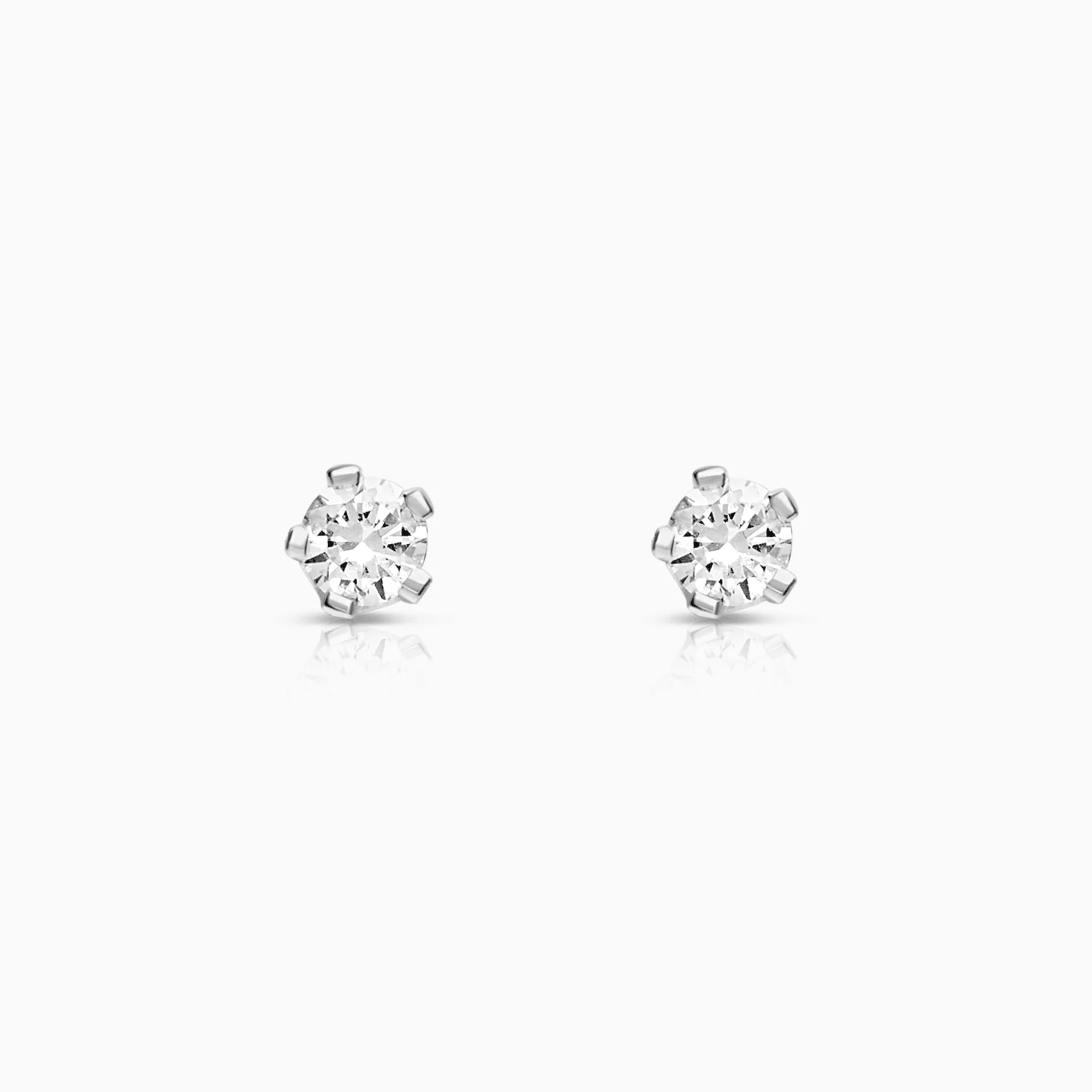 Solitaire earrings 0.10ct 18K white gold