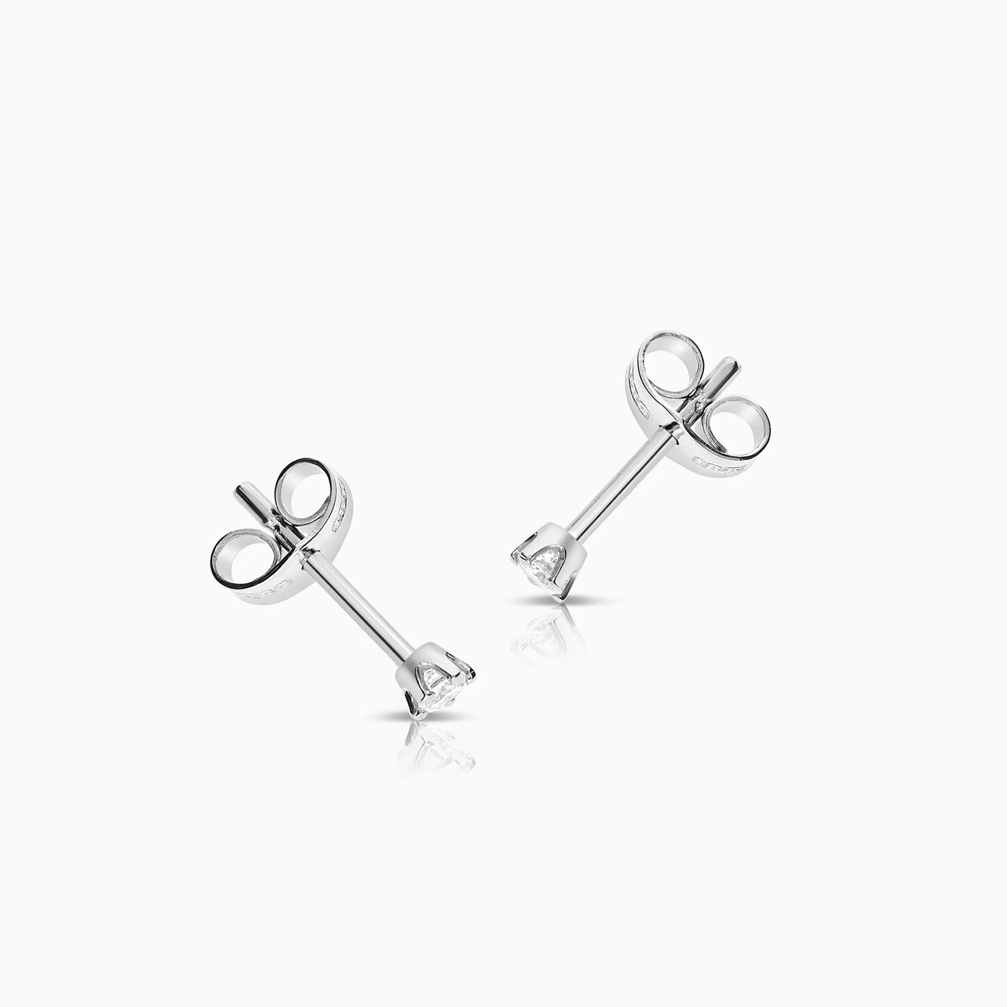Solitaire earrings 0.10ct 18K white gold - Image 2