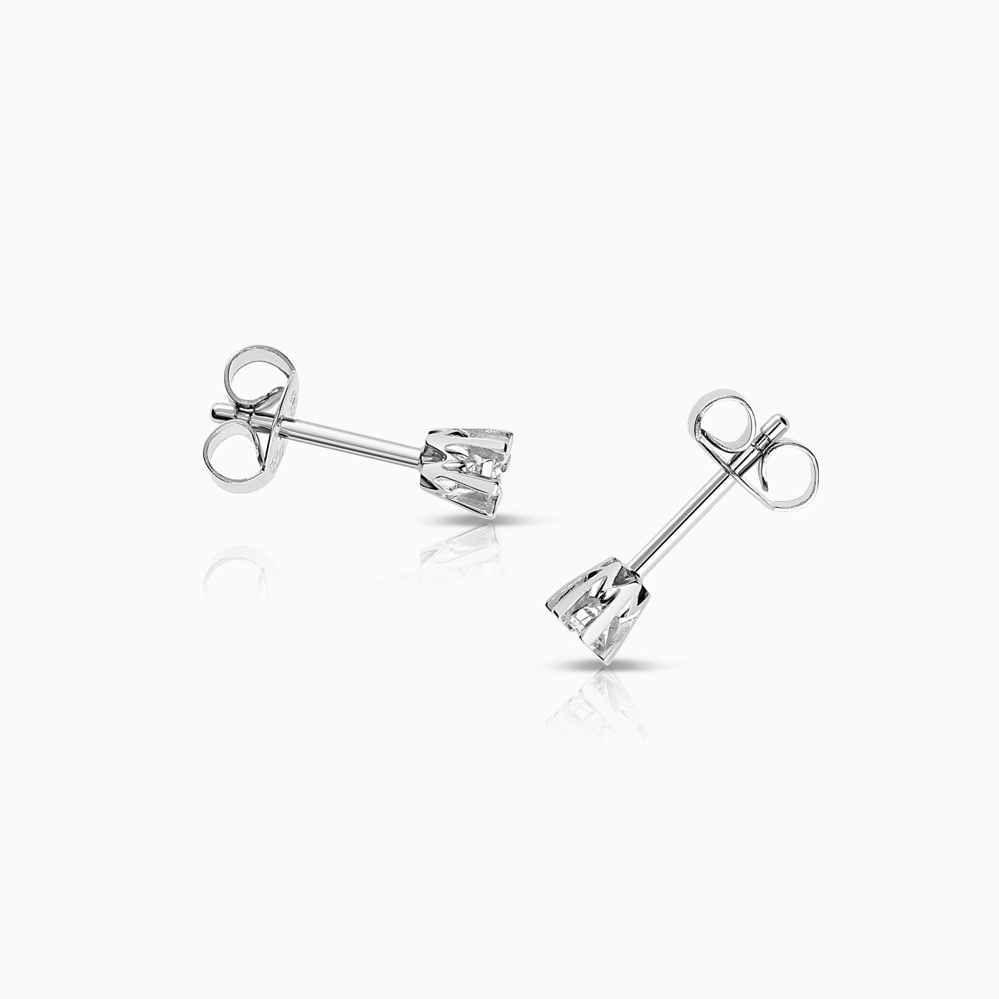 Solitaire Earrings 0.14ct 18K White Gold - Image 2