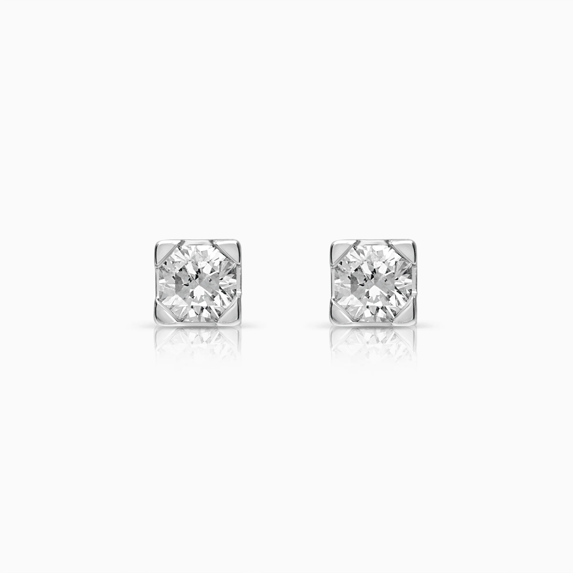 Solitaire earrings 0.16ct 18K white gold