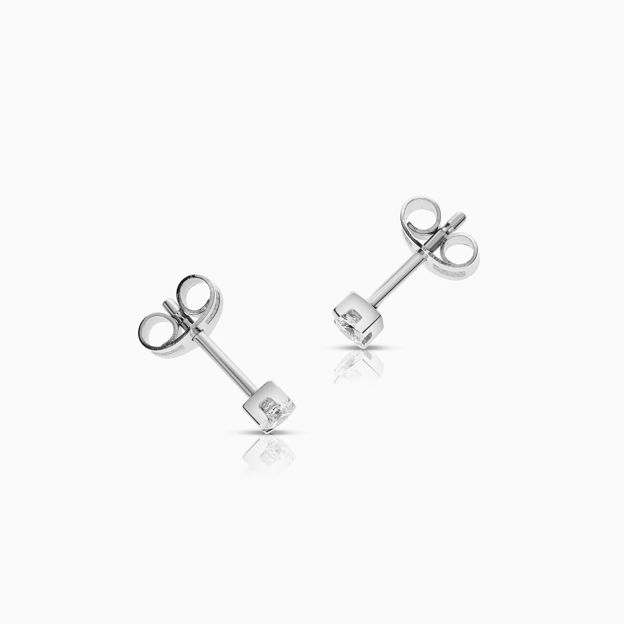 Solitaire earrings 0.16ct 18K white gold - Image 2