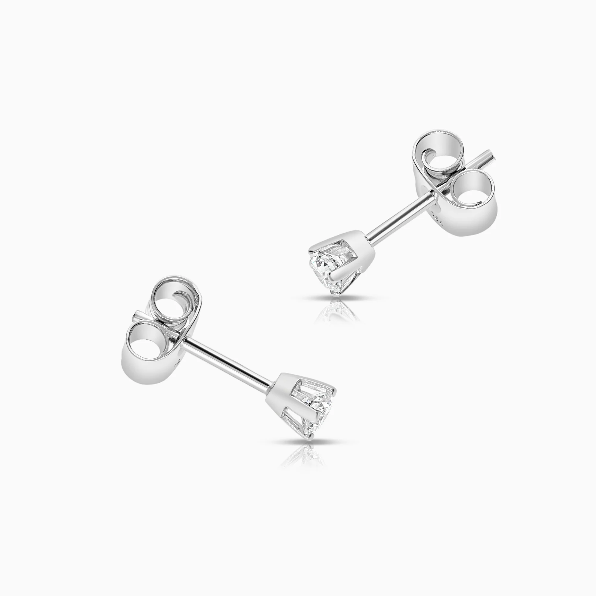 Solitaire earrings 0.25ct 18K white gold - Image 2