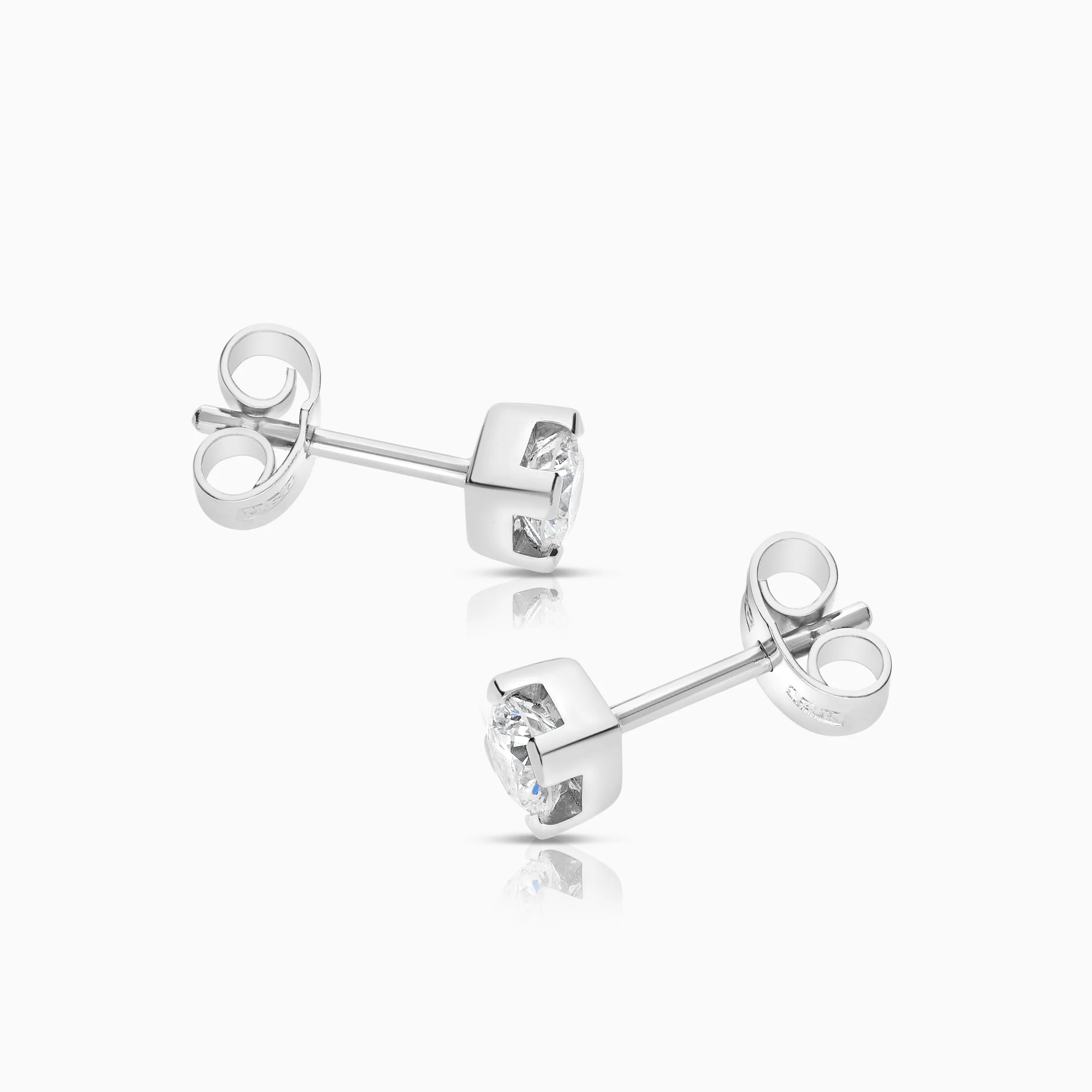 Solitaire earrings 0.60ct 18K white gold - Image 2