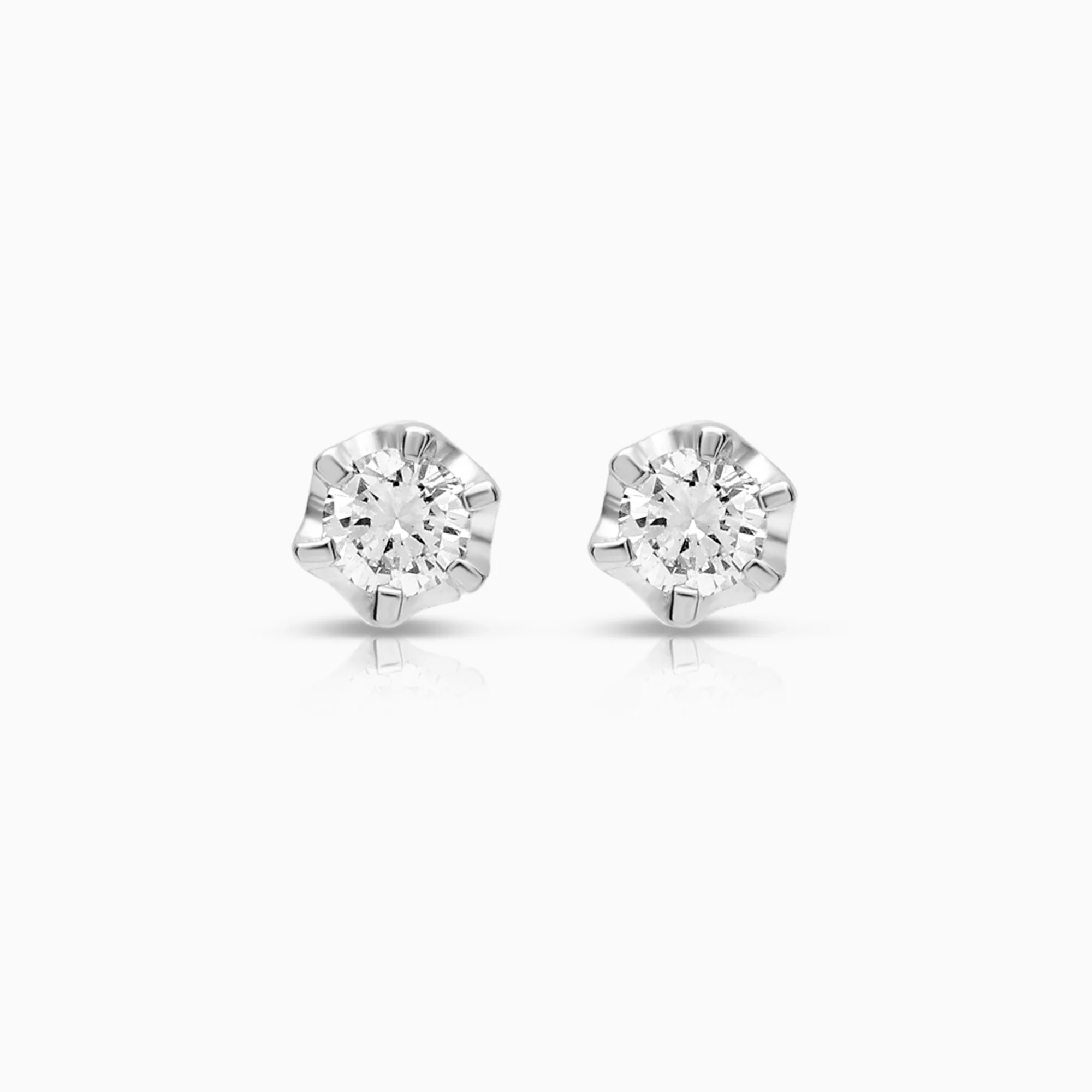 Solitaire diamond earrings 0.08ct 18K white gold