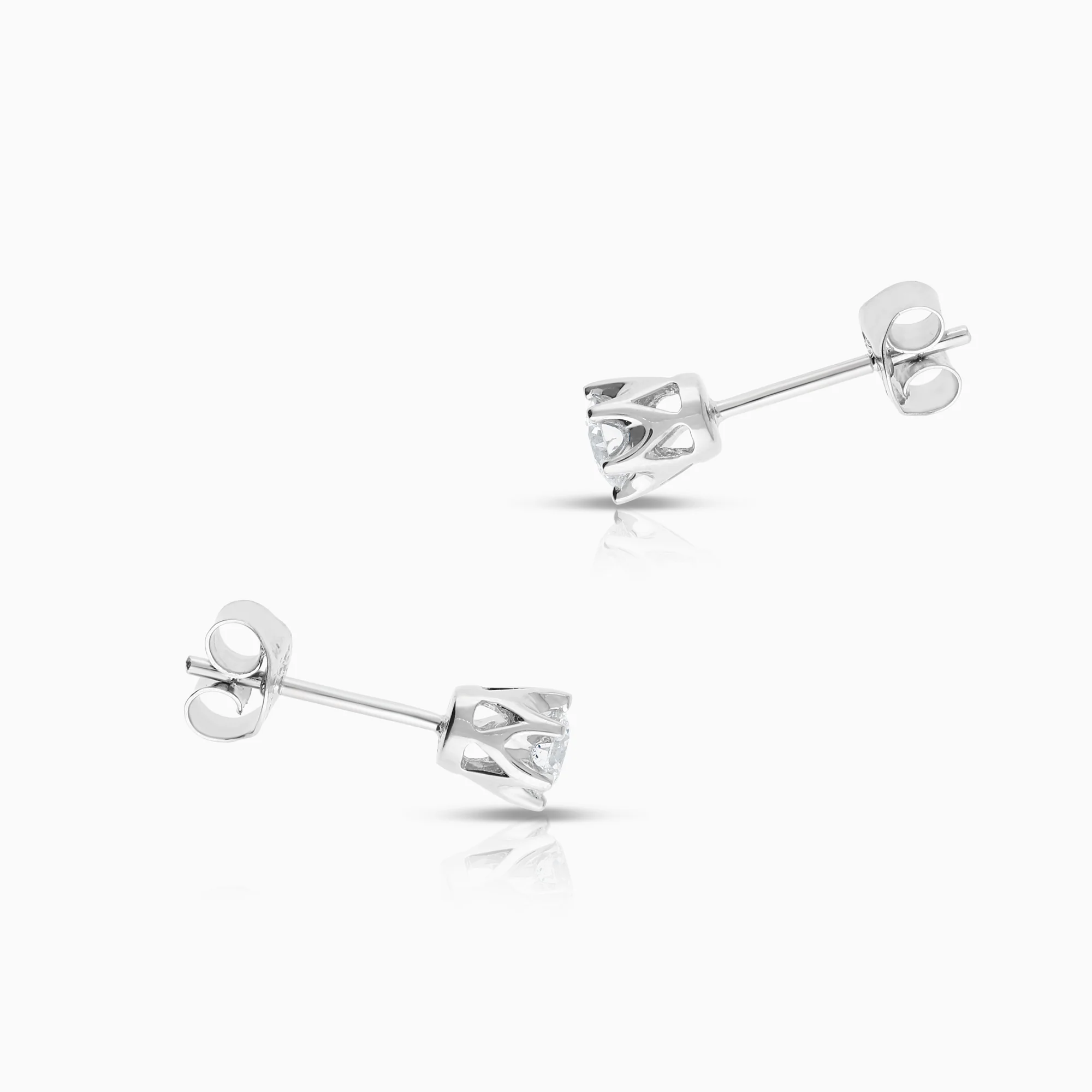 Solitaire earrings diamonds 0.46ct 18K white gold - Image 2