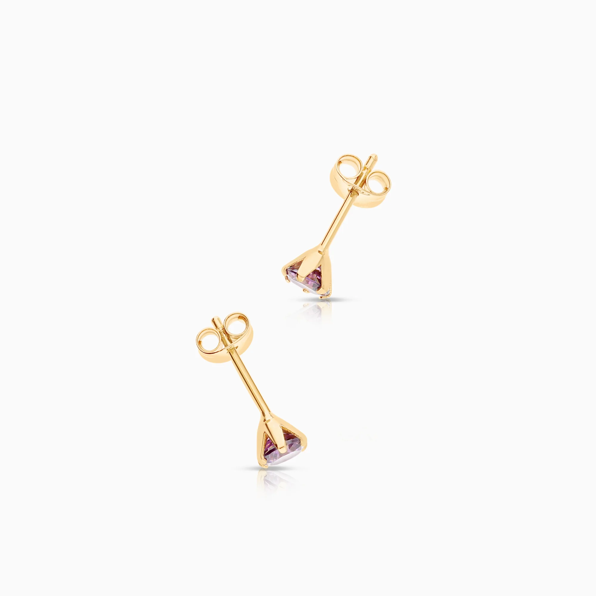 Solitaire earrings purple cubic zirconia 0.64g 18K gold - Image 2