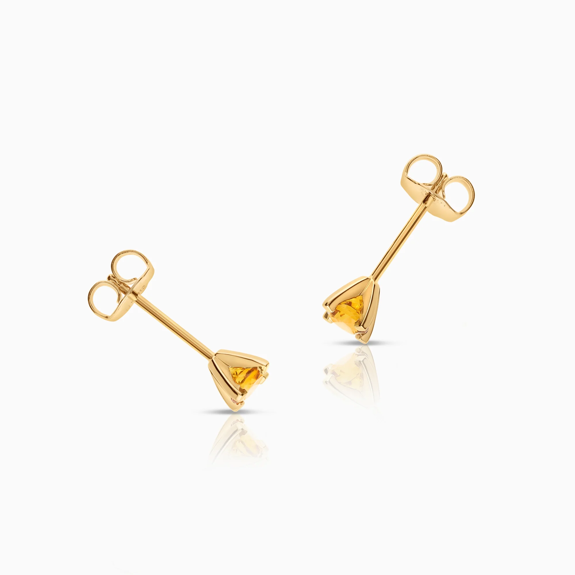 Solitaire earrings with citrines 0.90g 14K gold - Image 2