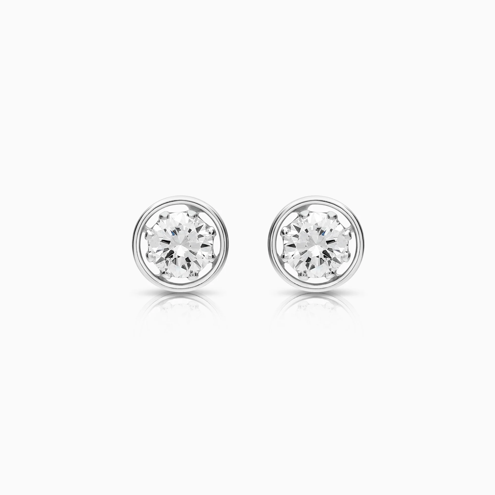 Solitaire earrings with old-cut diamonds 1.20ct 18K white gold