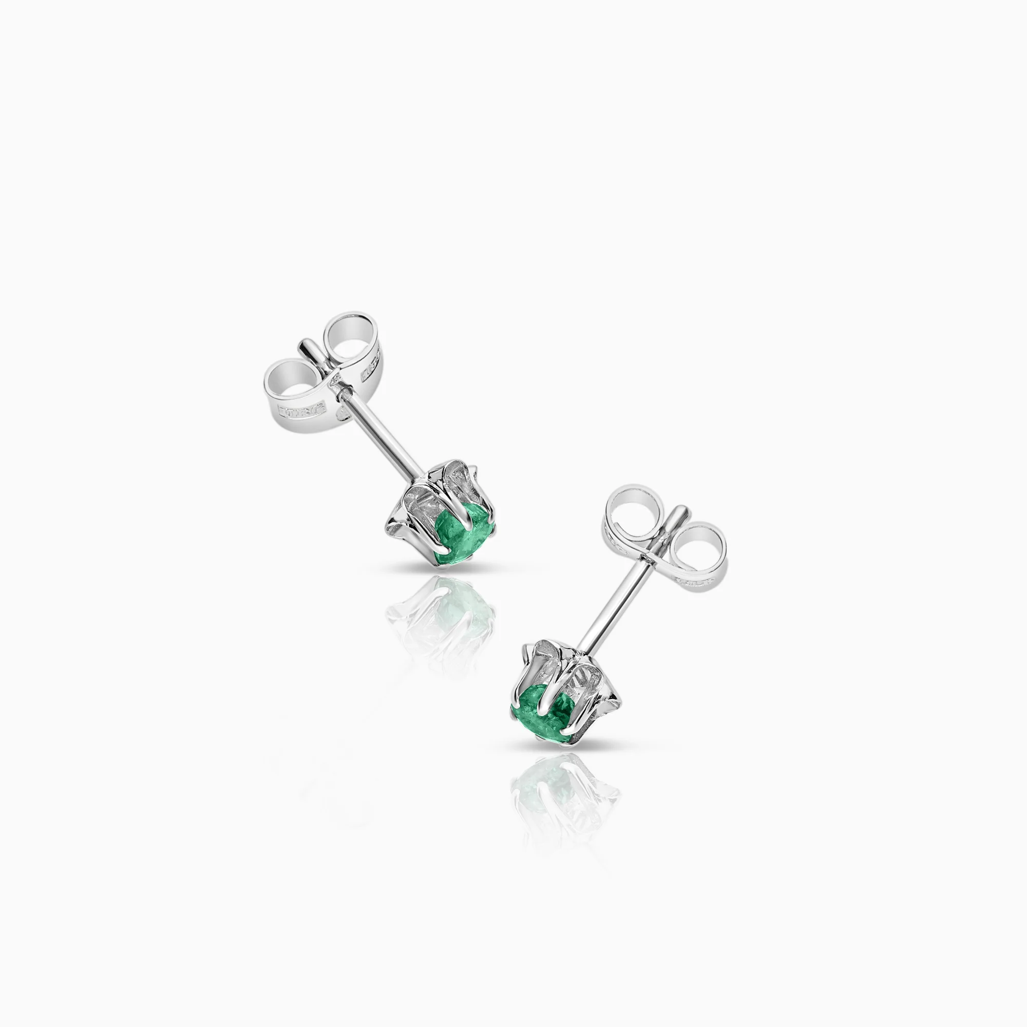Solitaire earrings with emeralds 1.29g 18K white gold - Image 2