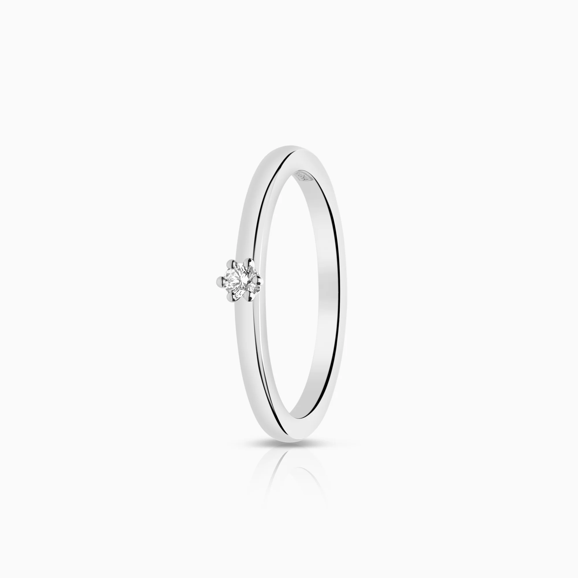 Solitaire ring 0.04ct 18K white gold