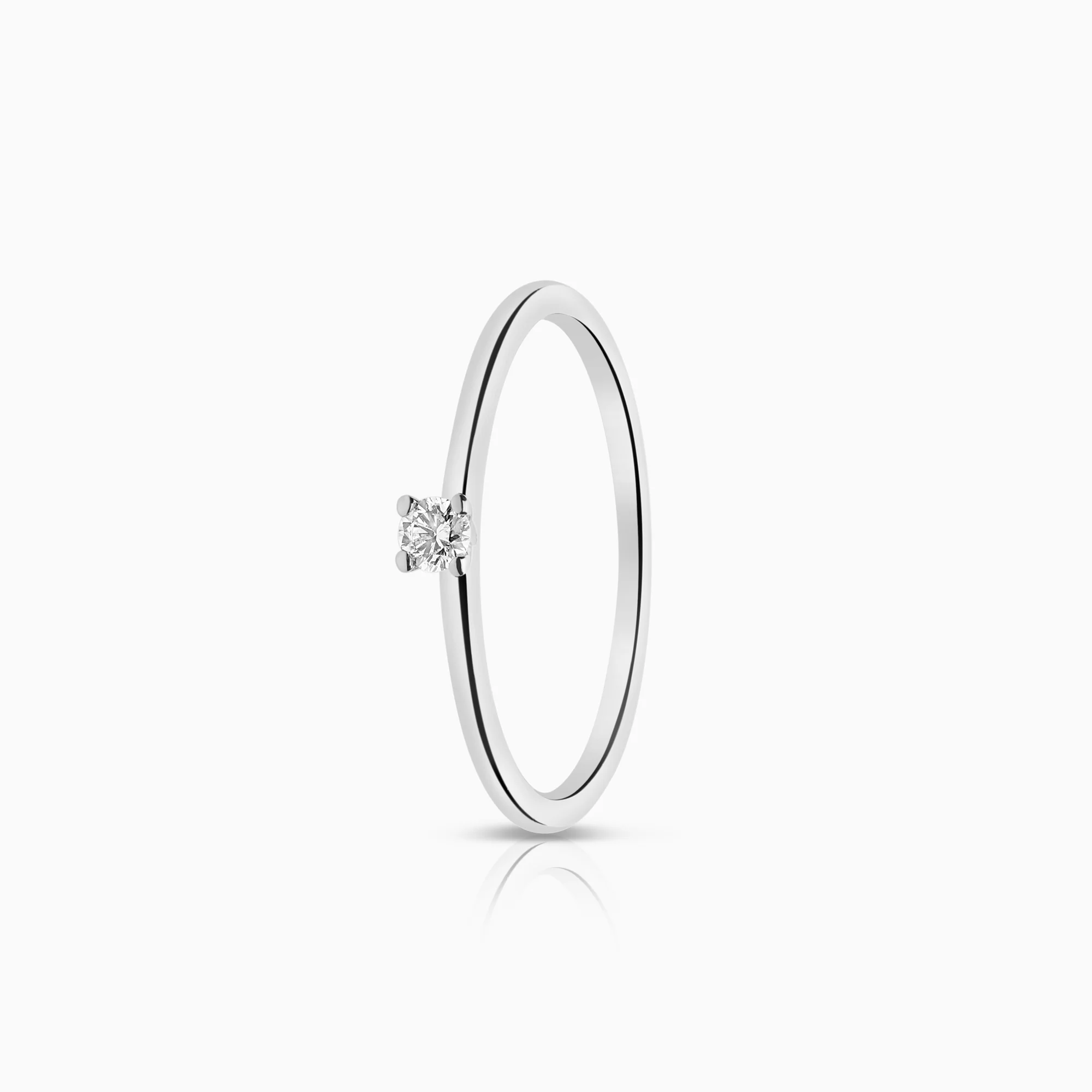 Solitaire ring 0.05ct 18K white gold
