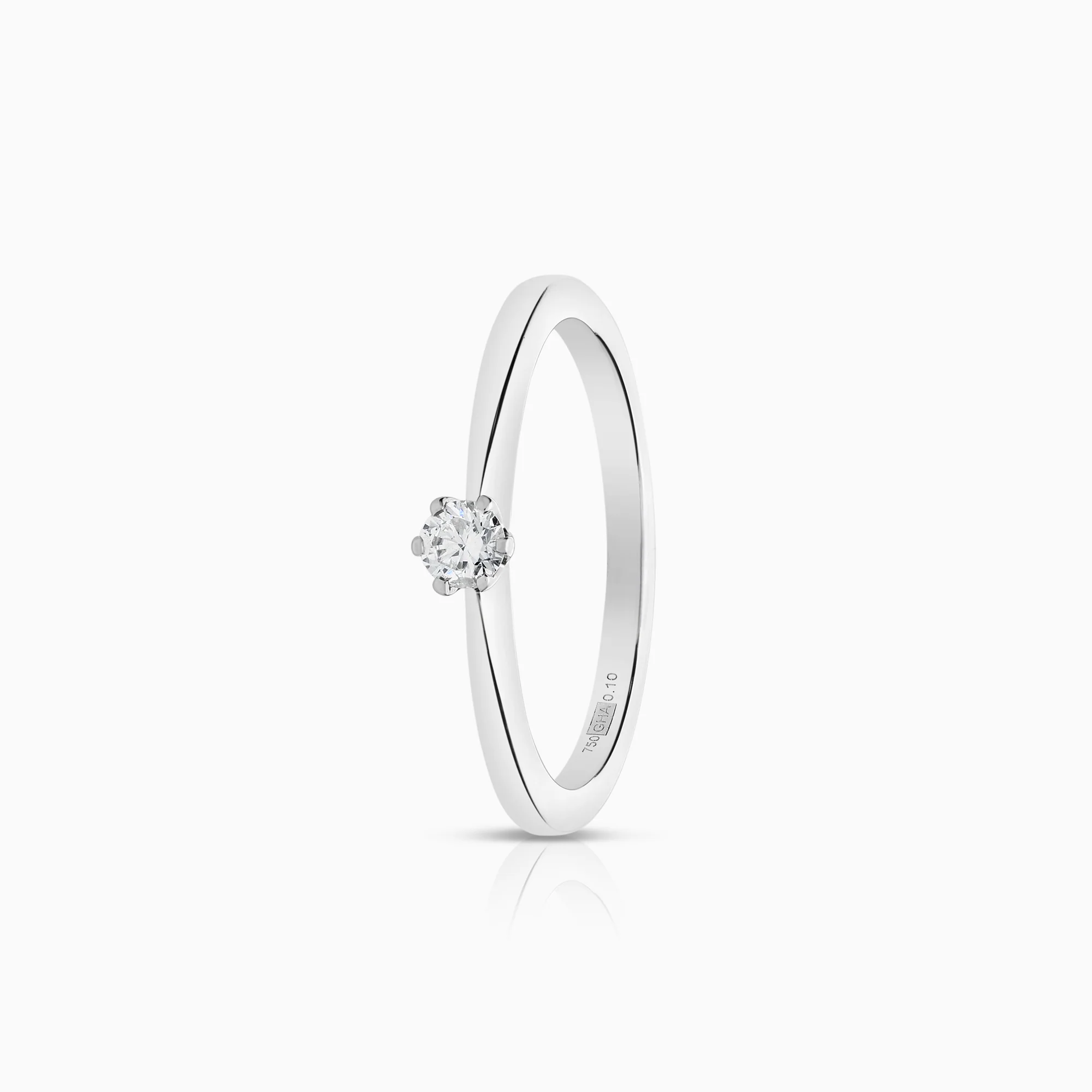 Solitaire ring 0.10ct 18K white gold