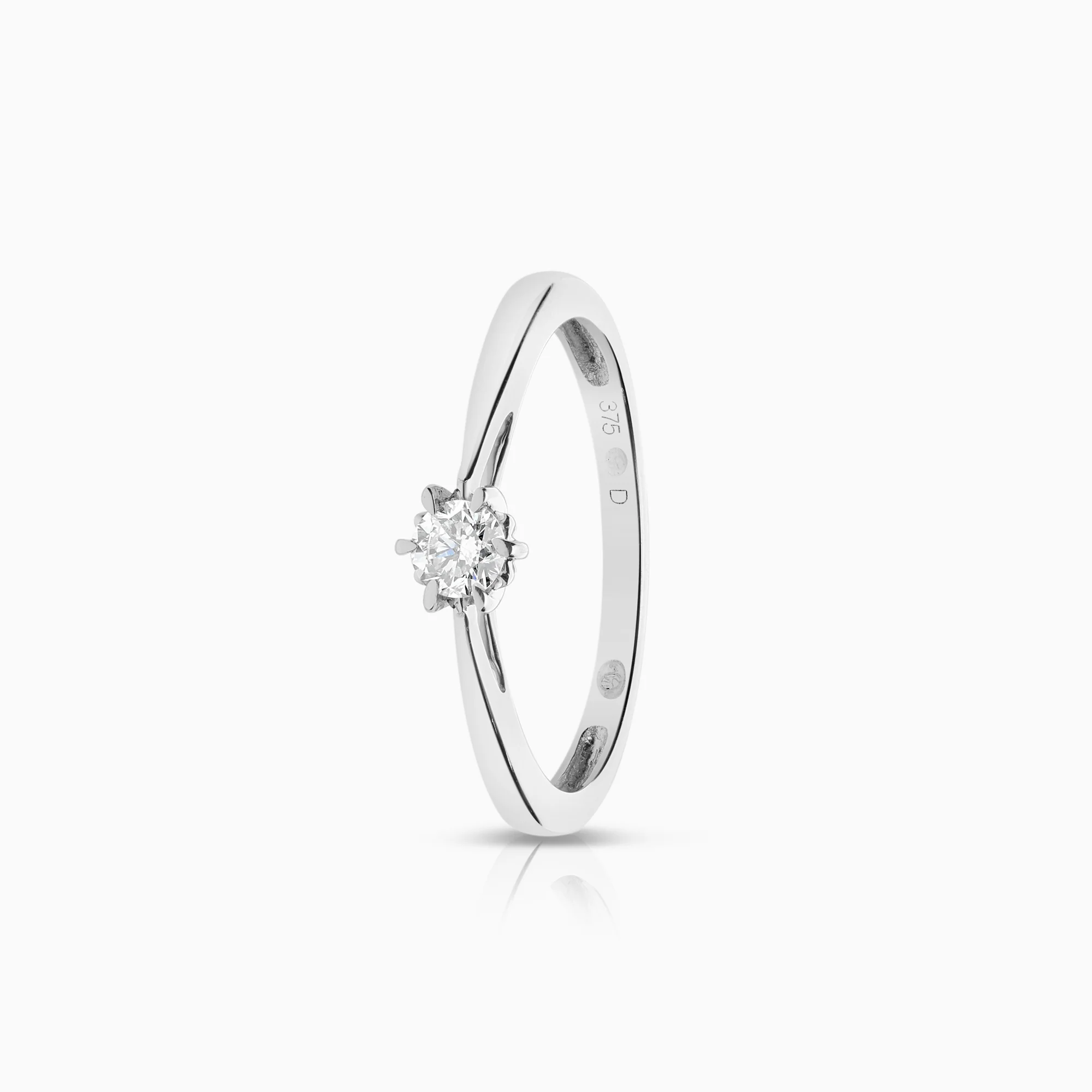 Solitaire ring 0.10ct 9K white gold