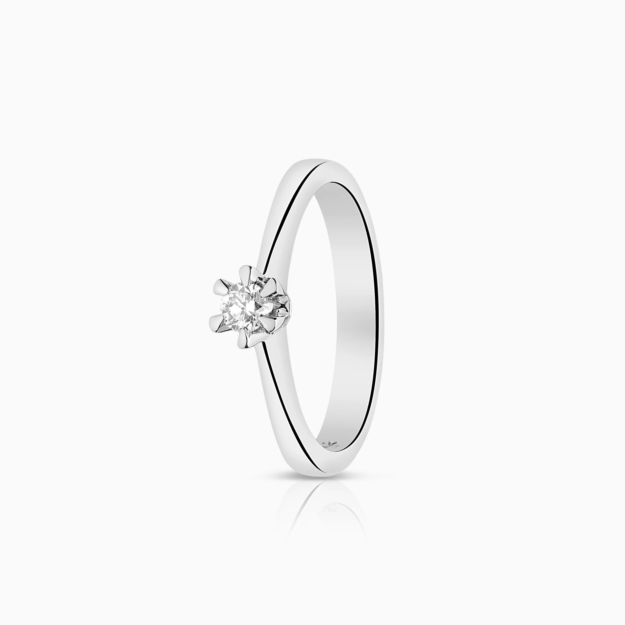 Solitaire ring 0.12ct 18K white gold