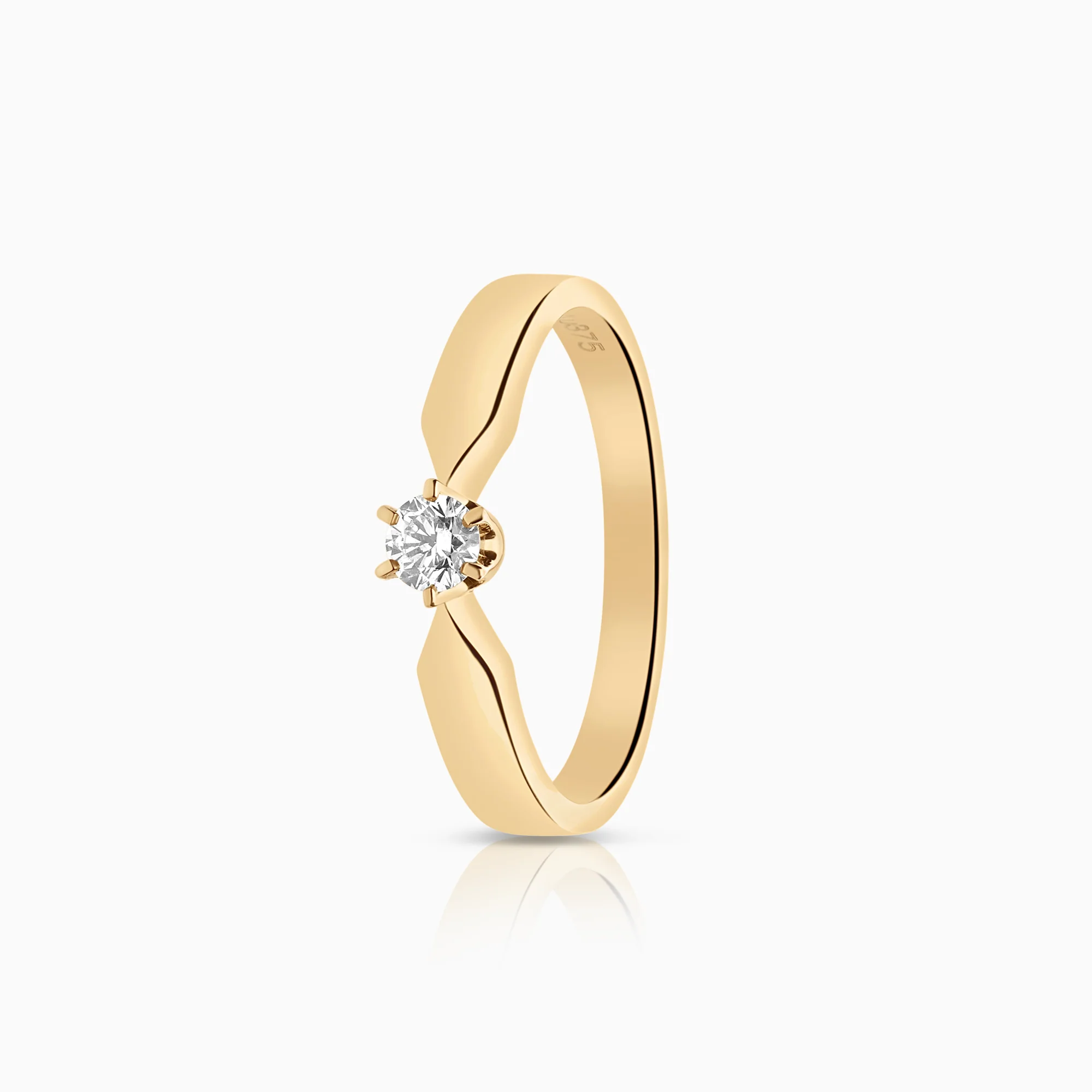 Solitaire ring 0.13ct 9K gold