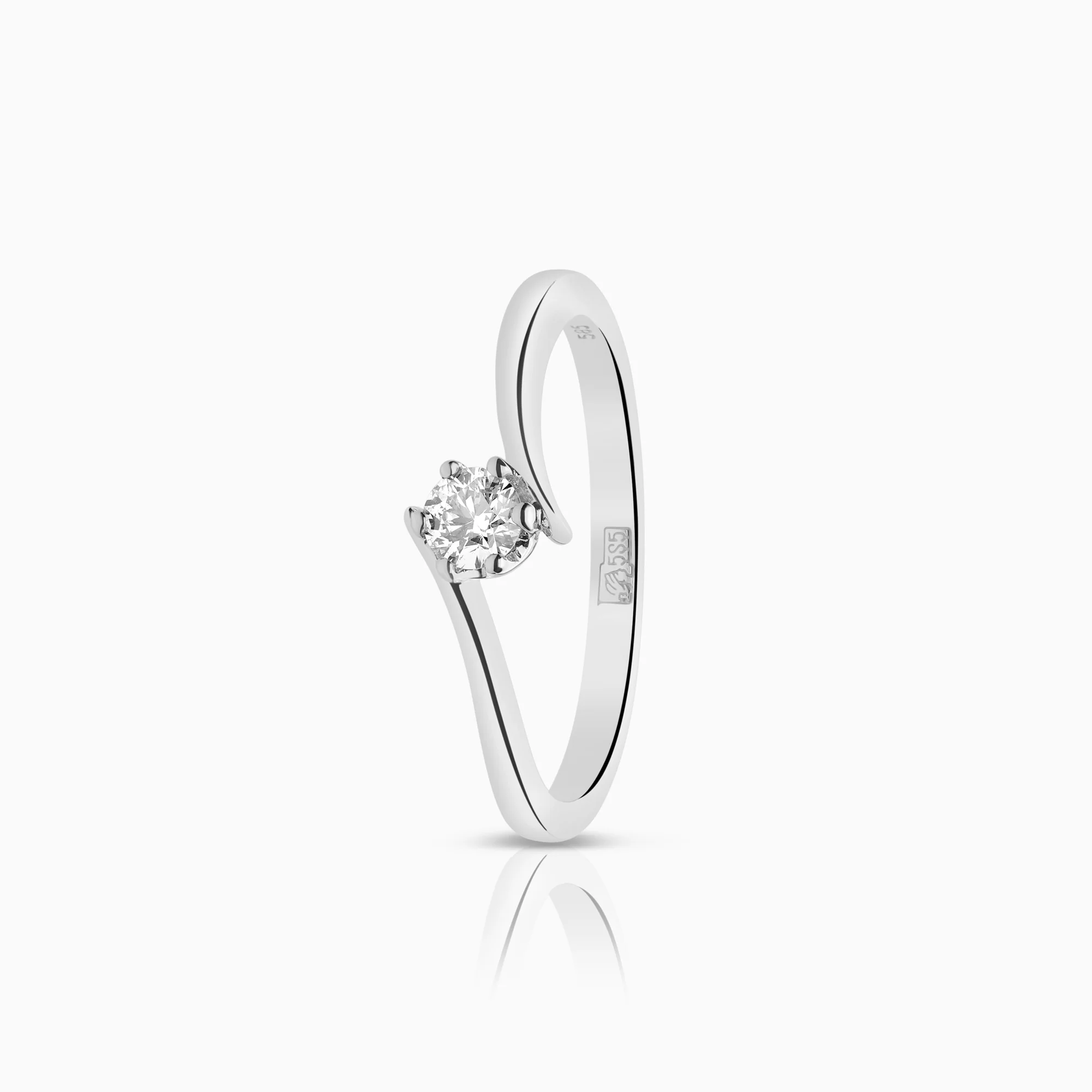 Solitaire ring 0.20ct 14K white gold