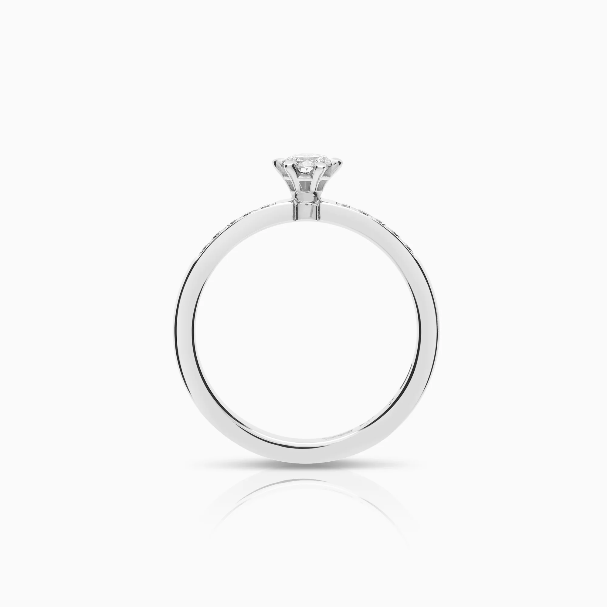Side stone ring 0.31ct 18K white gold - Image 2