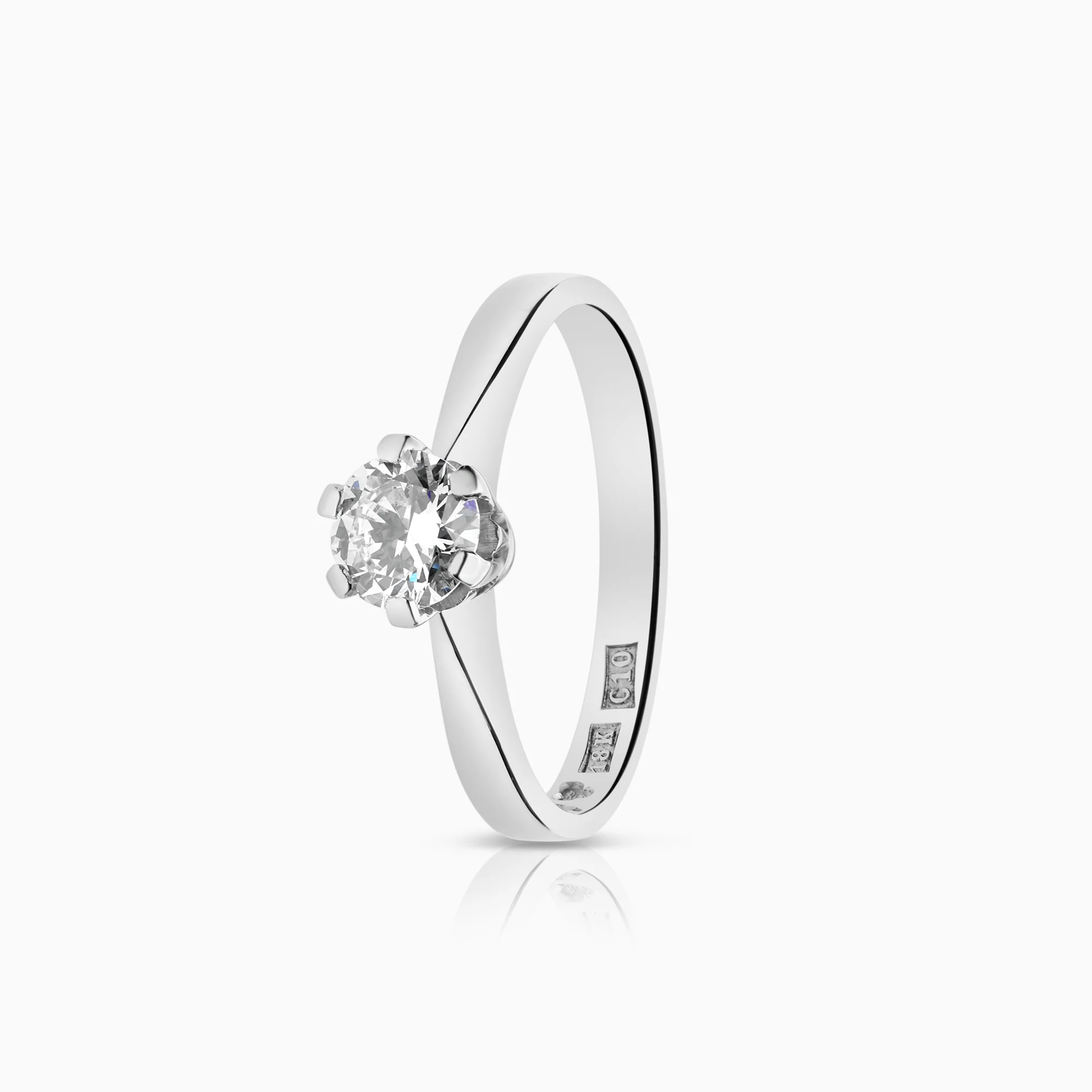 Solitaire ring 0.52ct 18K white gold