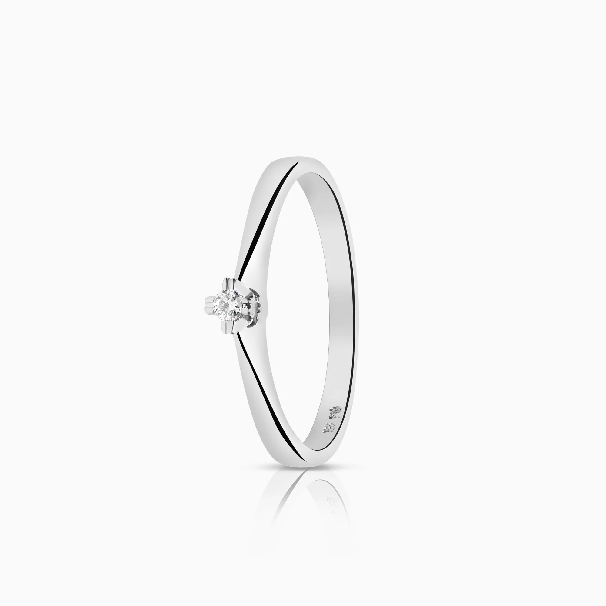 Solitaire ring 0.03ct 18K white gold