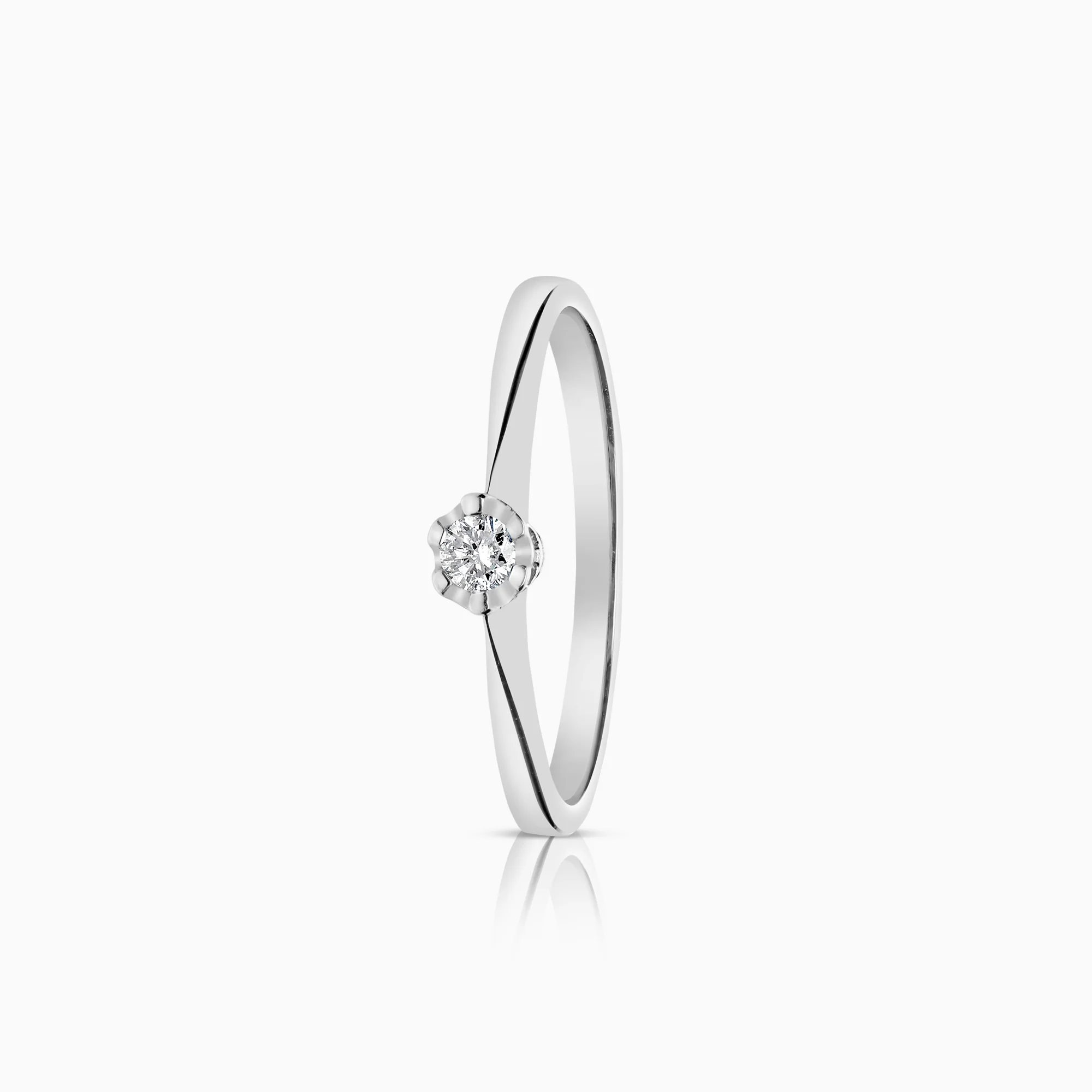 Solitaire ring 0.05ct 18K white gold
