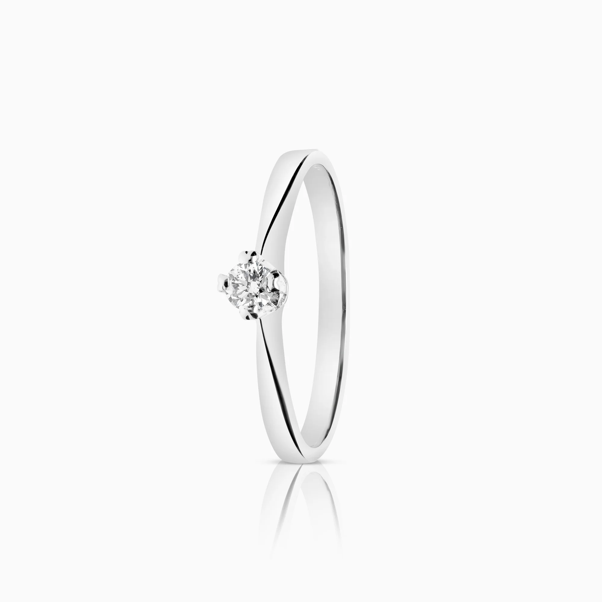 Solitaire ring 0.10ct 18K white gold