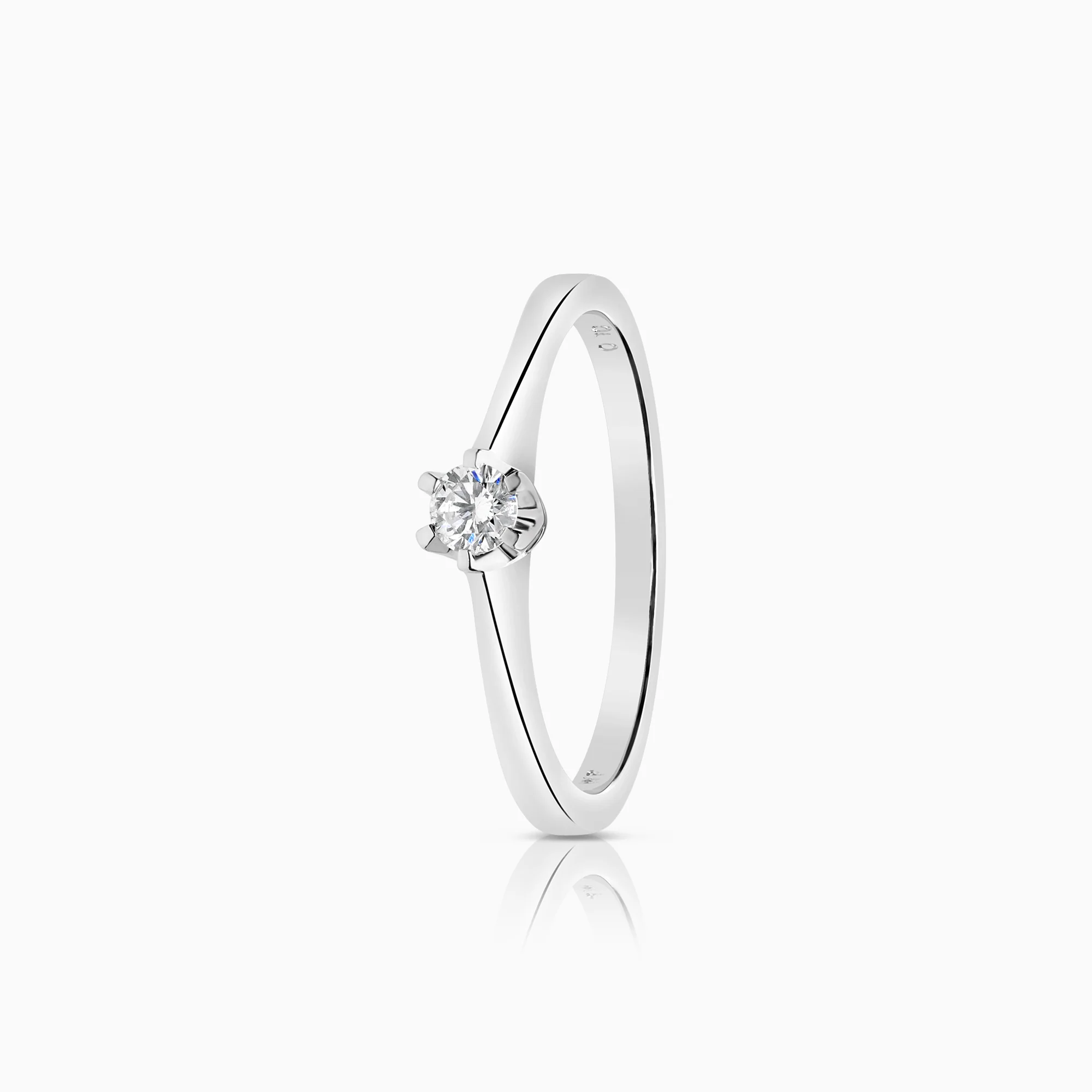 Solitaire ring 0.10ct 18K white gold