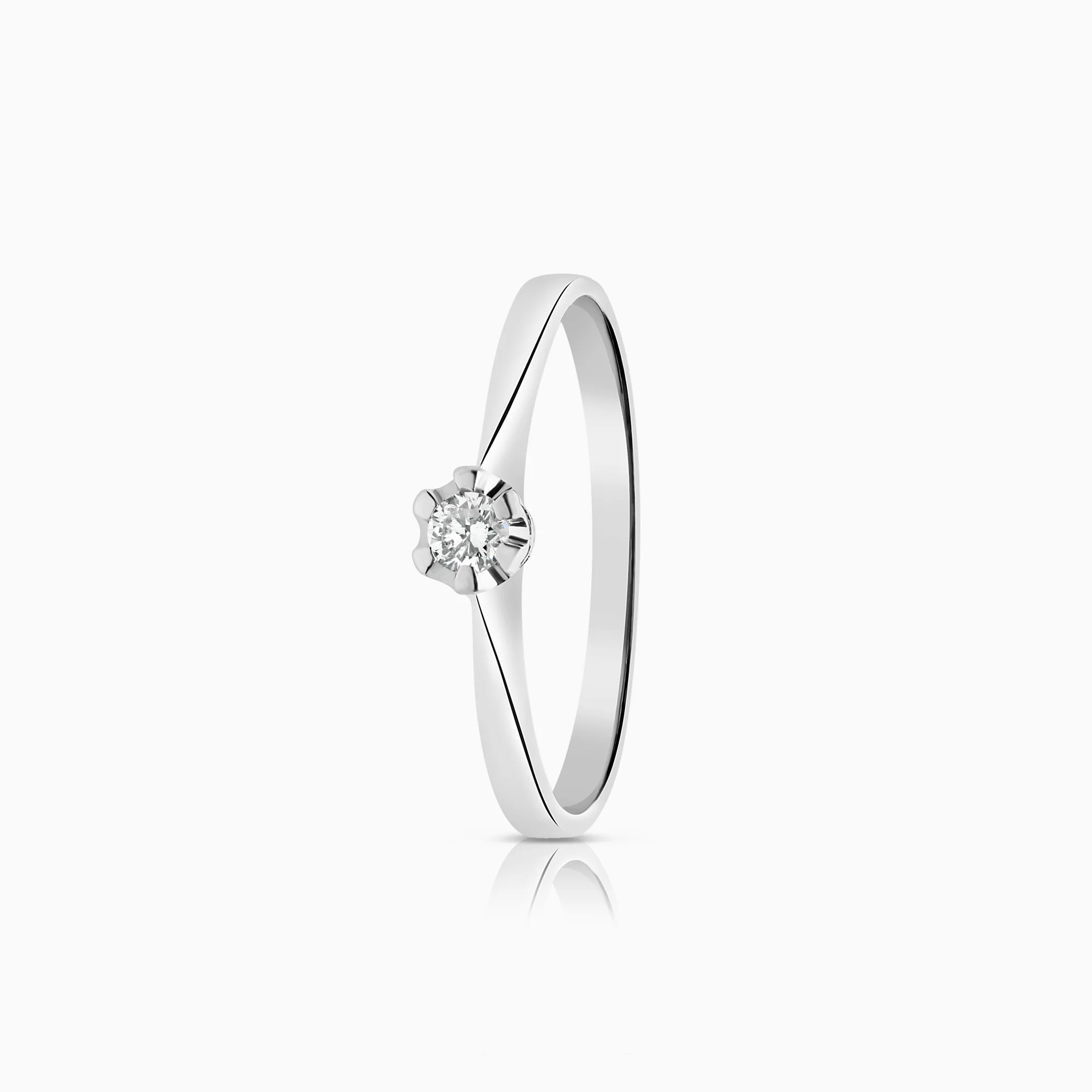 Solitaire ring 0.10ct 18K white gold
